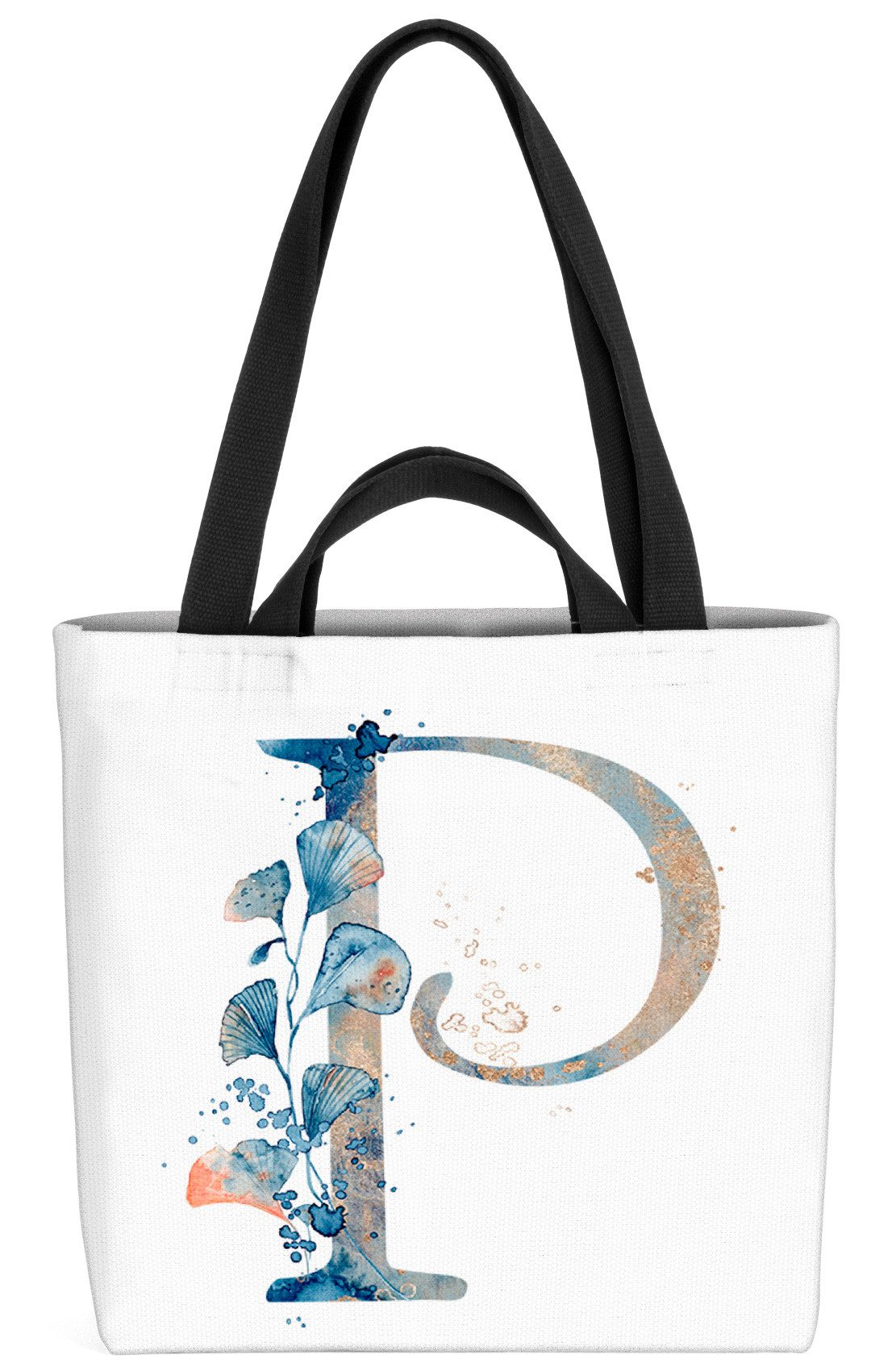 VOID Henkeltasche (1-tlg), P Buchstaben Schrift Namen P Buchstabe Namen Wasserfarben Geburtstag