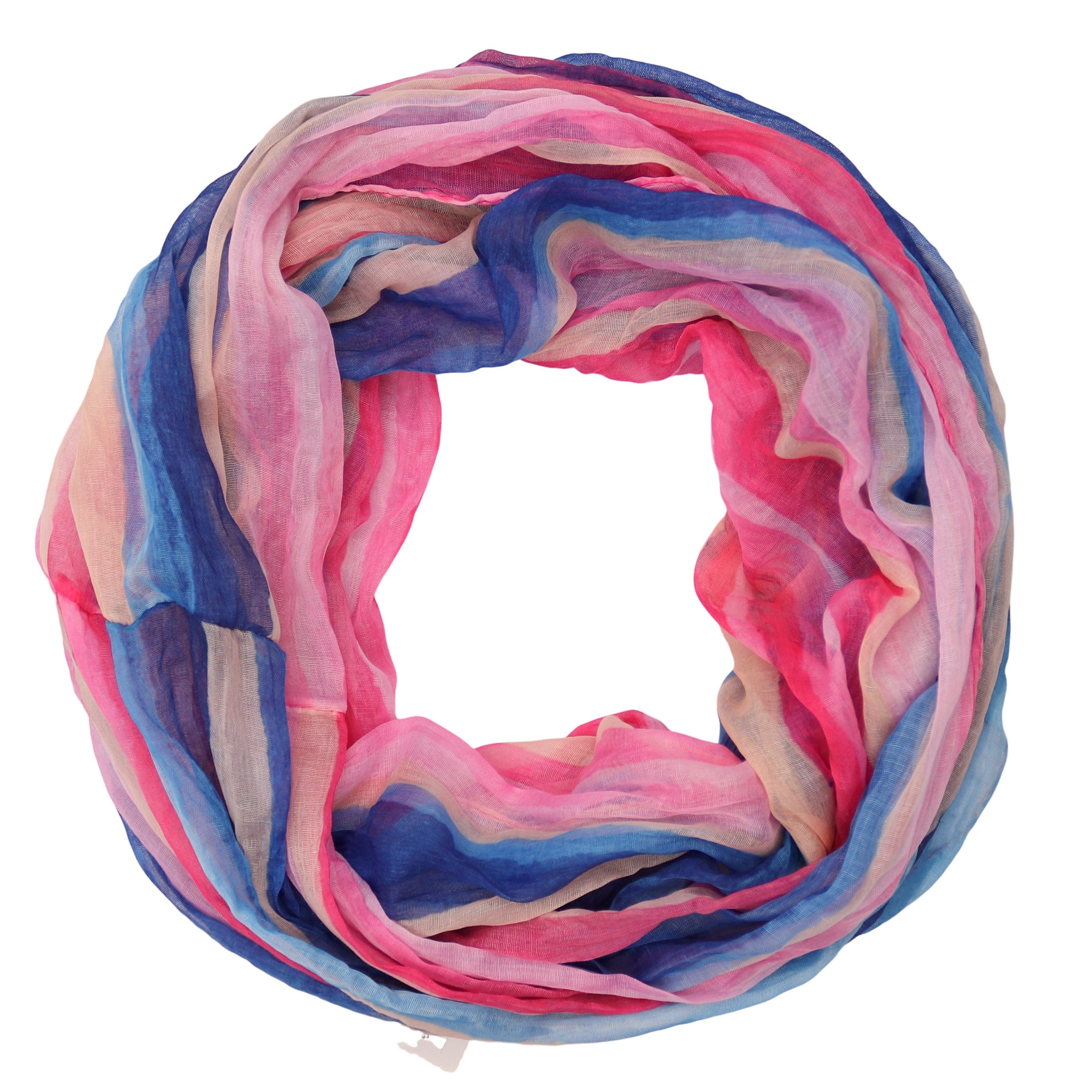 MIRROSI Loop Damen-Schal mit buntem Streifenmuster, weich, Schlauchschal, (ca.45x75cm, zweimal um den Hals wickelbar), Damen Halstuch ideal für Frühling, Sommer oder Herbst