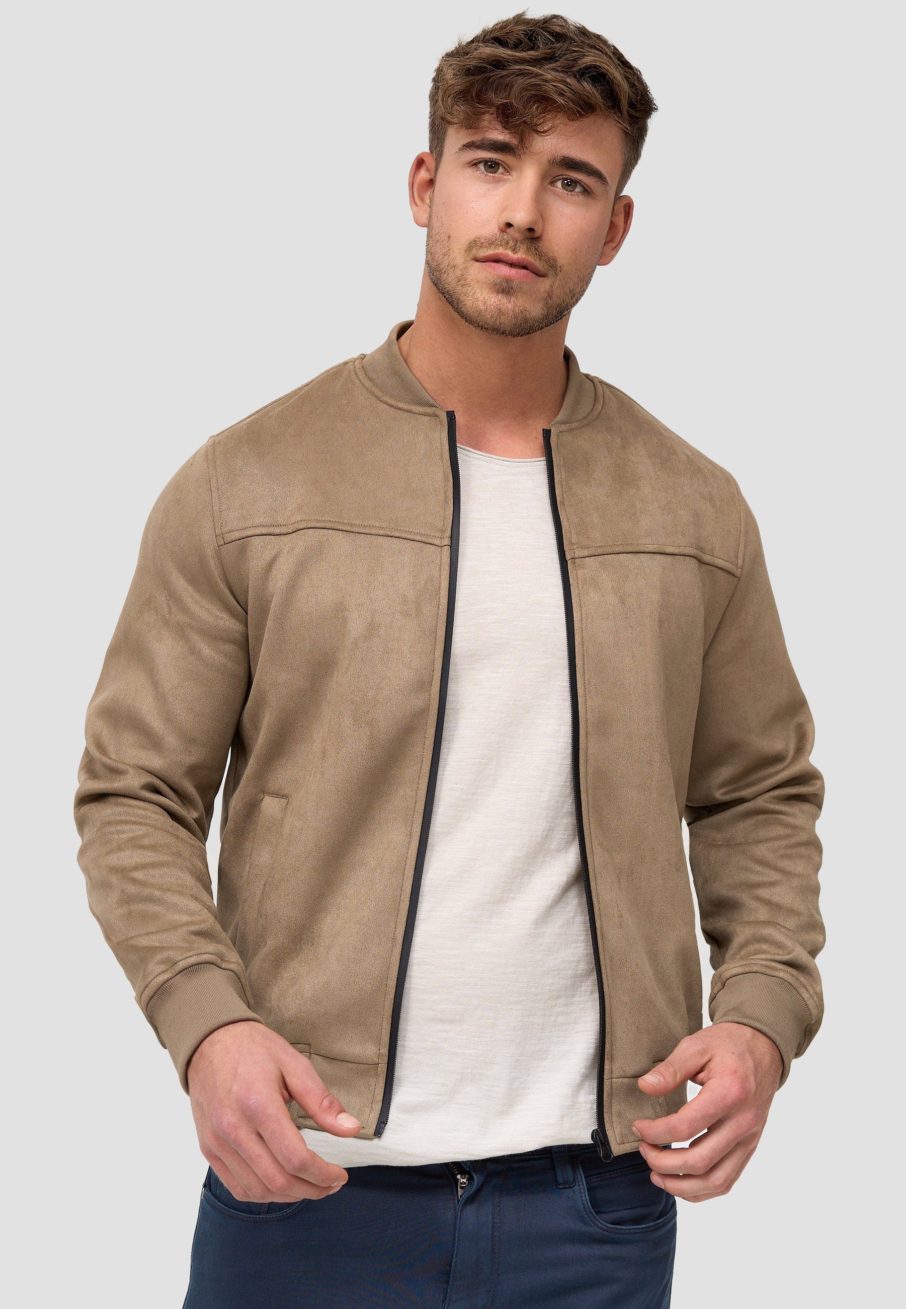 Indicode Lederimitatjacke Herren Ibon Übergangsjacke Herrenjacke Kunstlederjacke mit Stehkragen
