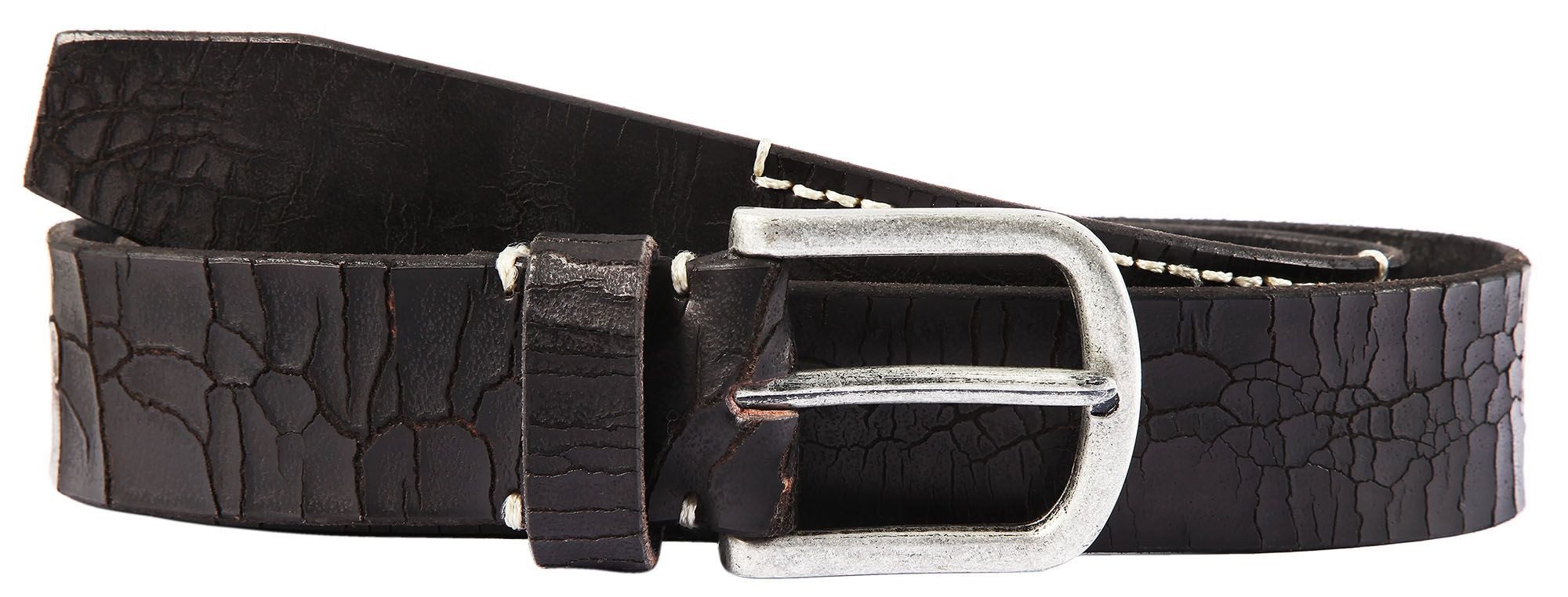 Leonardo Verrelli Ledergürtel hochwertiges Echt Leder, schwarz, 90 cm - 140 cm (Bundbreite)