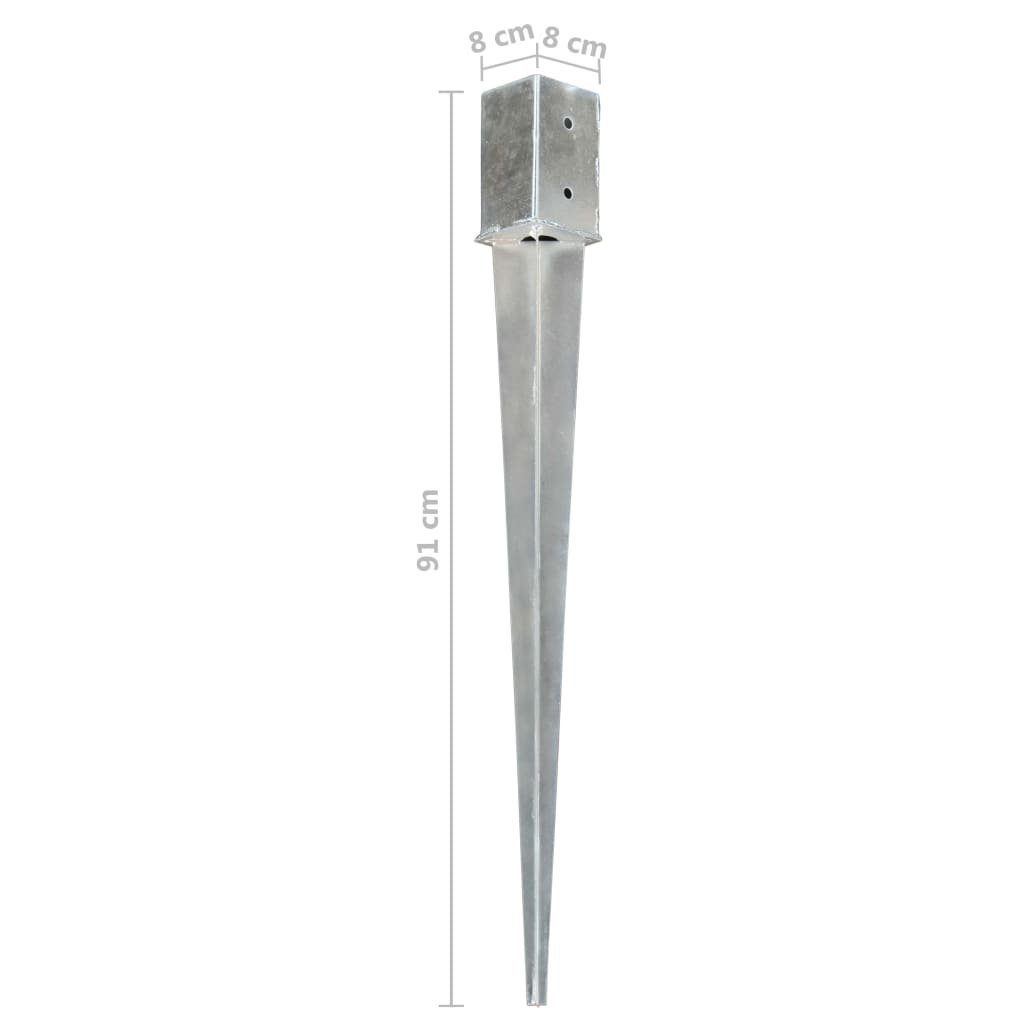 Stk Erdspieße cm 8891 Einschlagbodenhülse Stahl 6 Verzinkter vidaXL Silbern