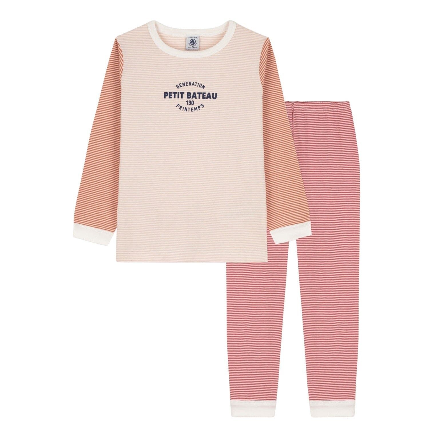 Petit Bateau Schlafanzug Petit Bateau Pyjama Ringelstreifen Mehrfarbig aus Rippstrick - (1 tlg)