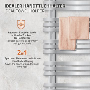 ECD Germany Elektrischer Badheizkörper Designheizkörper Handtuchtrockner Handtuchheizkörper Handtuchheizung, Heizstab 900W 600x1200mm Weiß