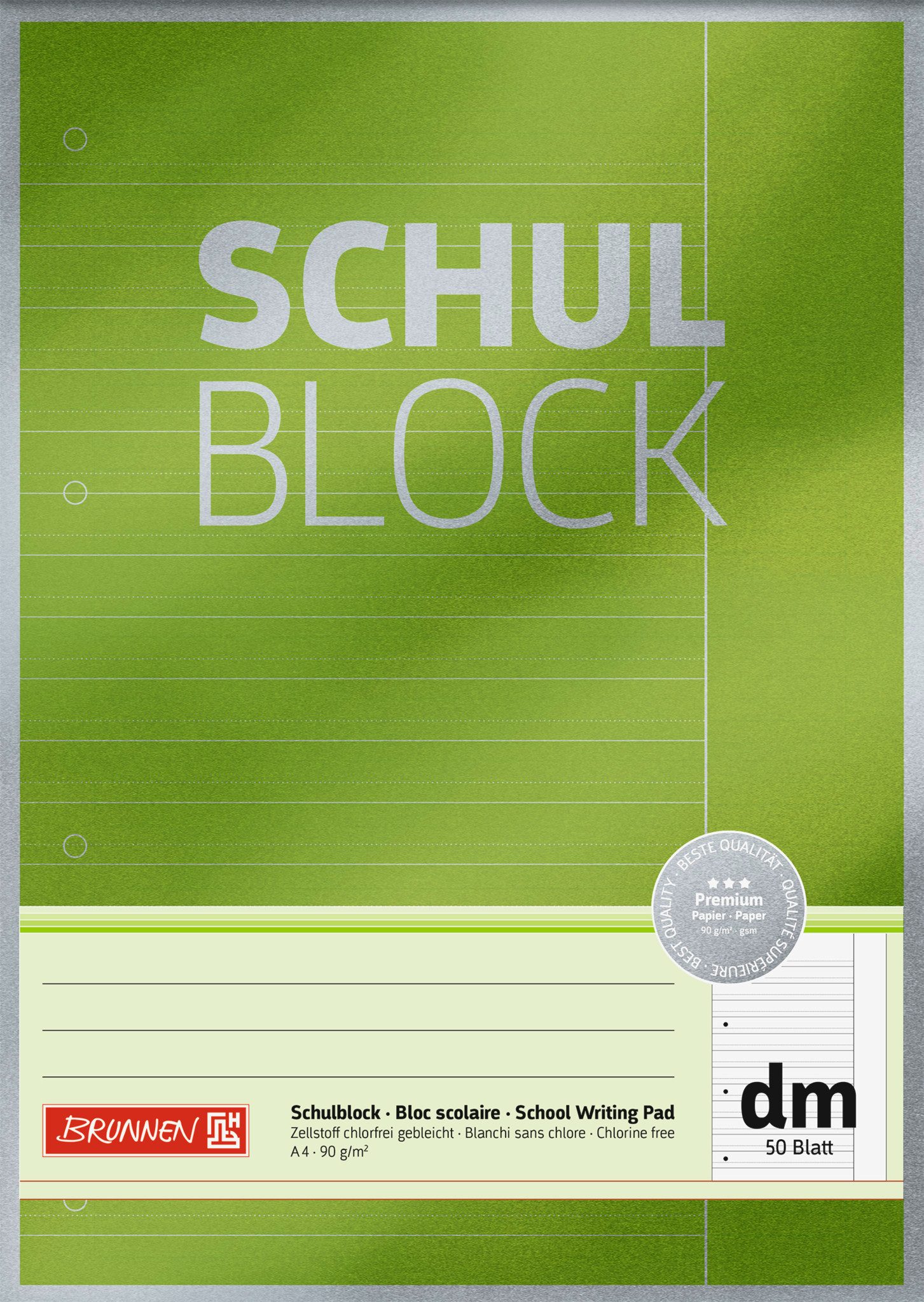 BRUNNEN Collegeblock BRUNNEN 1052613 Schulblock Premium A4 dm