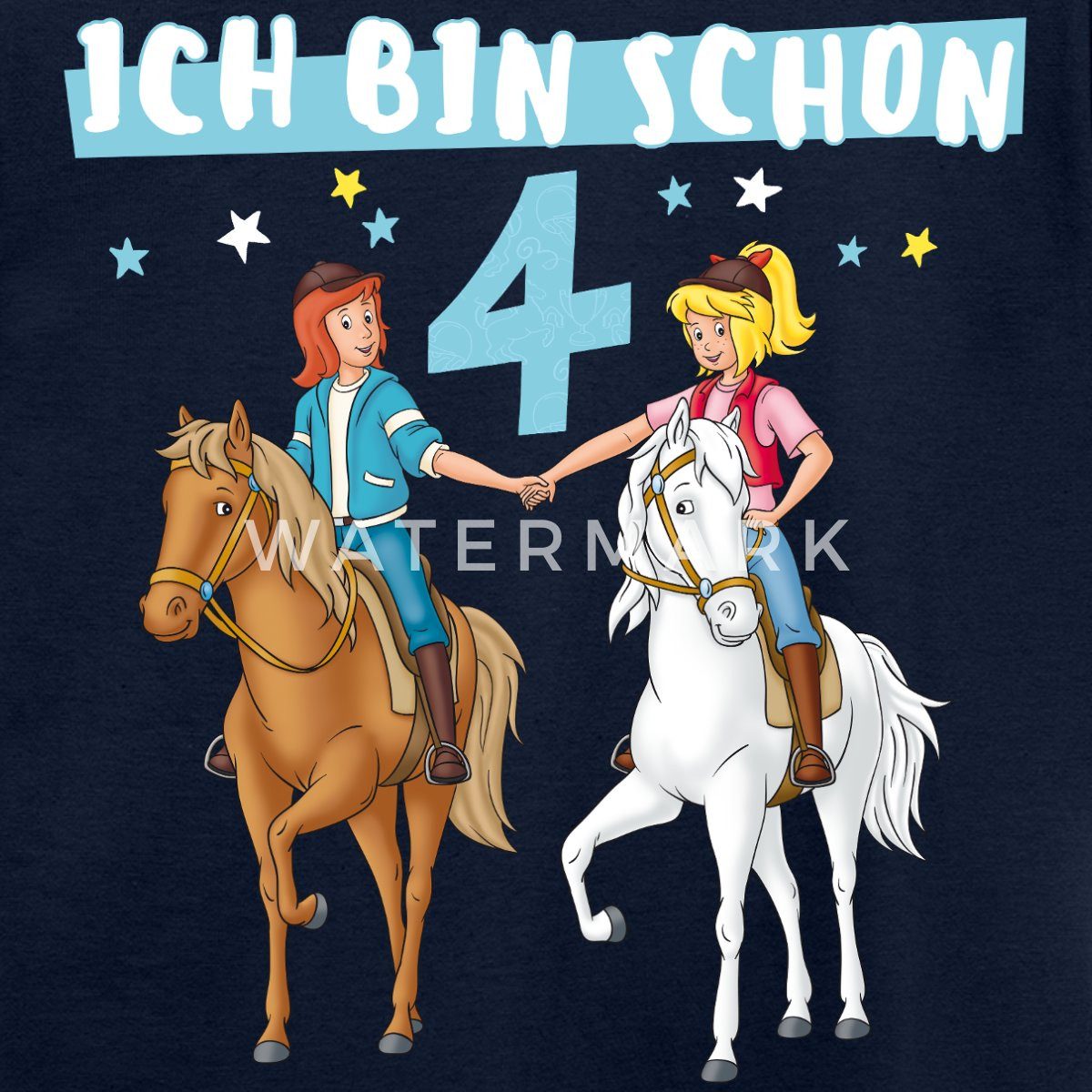 Spreadshirt T-Shirt Bibi & Tina Geburtstag Ich Bin Schon Vier Kinder T-Shirt (1-tlg)