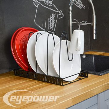 eyepower Küchenregal Pfannen Organizer mit 5 Ablagen Topfdeckel Regal, Küchenhelfer für Schublade