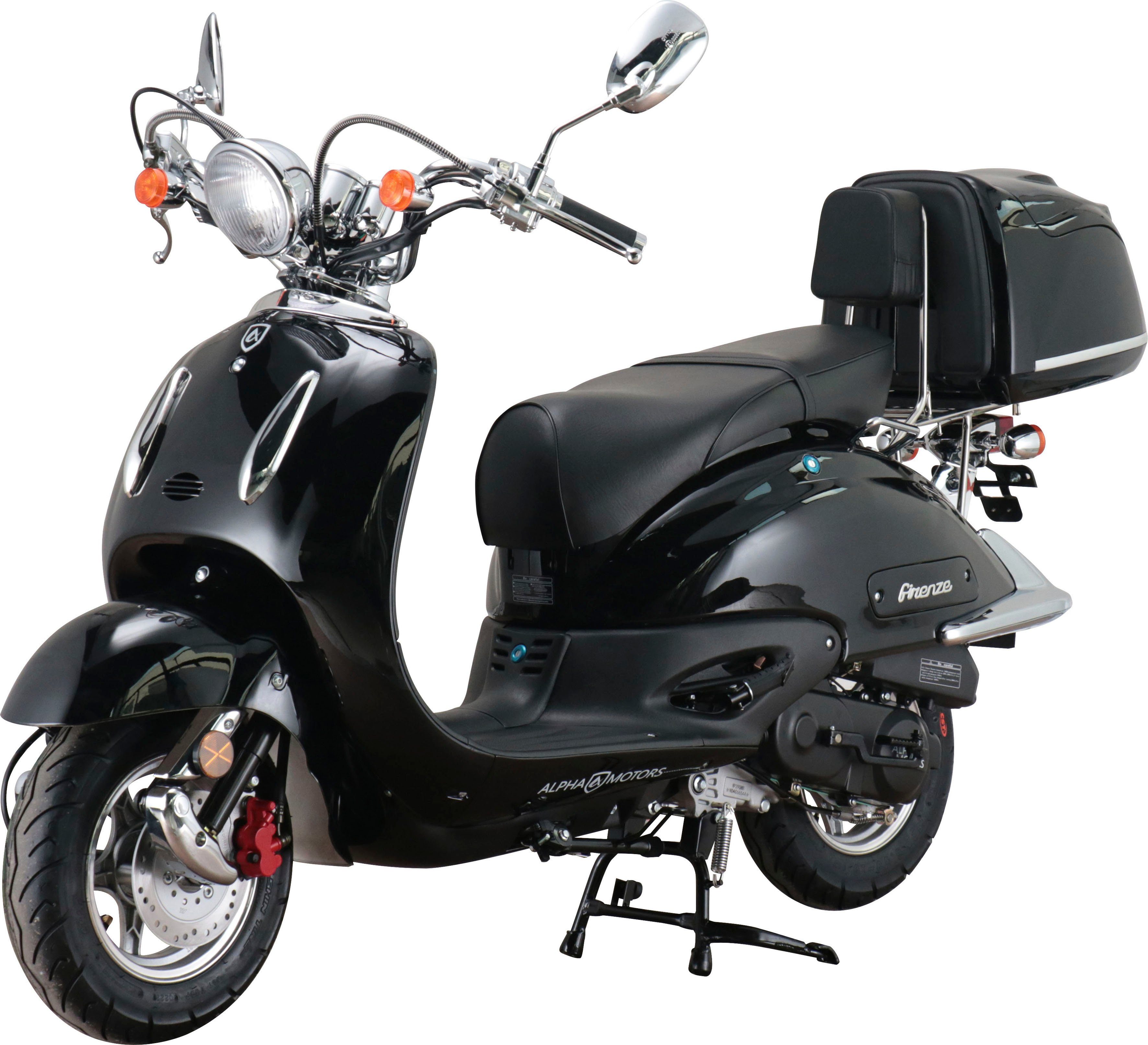 Alpha Motors Motorroller Retro Firenze, 50 ccm, 45 km/h, Euro 5, (mit Topcase), mit Lenkerschloss, im Retro-Look