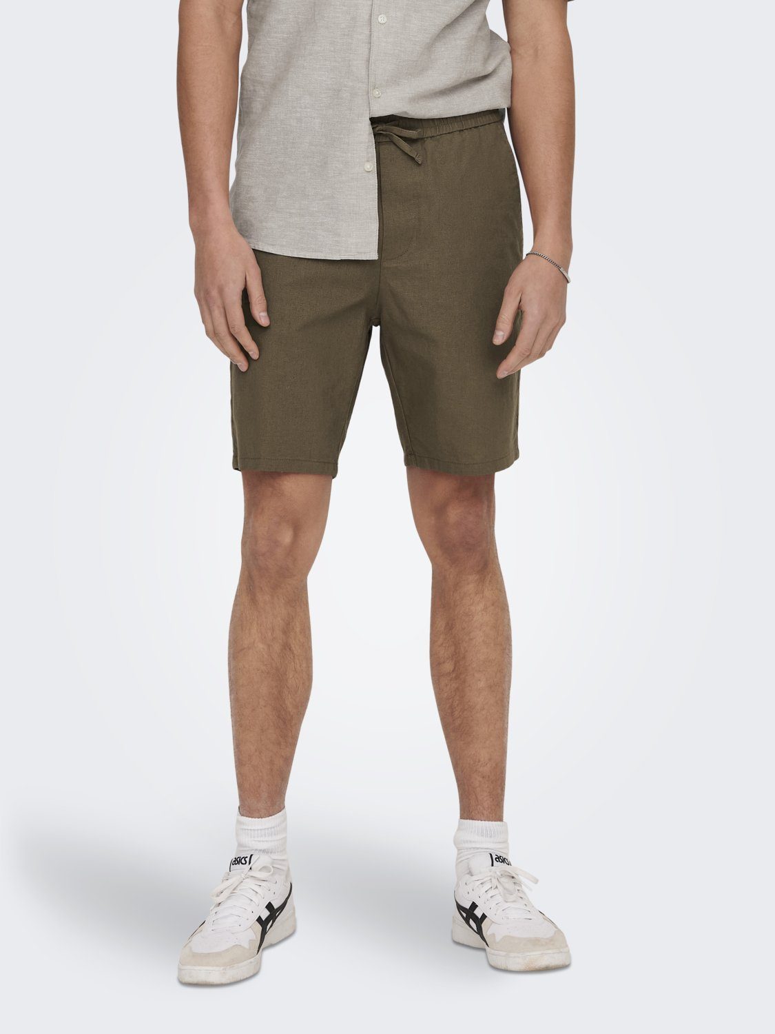 Hose ONLY & Chinoshorts ONSLINUS Stoff in 5058 SONS Braun Shorts Leichte Bermuda