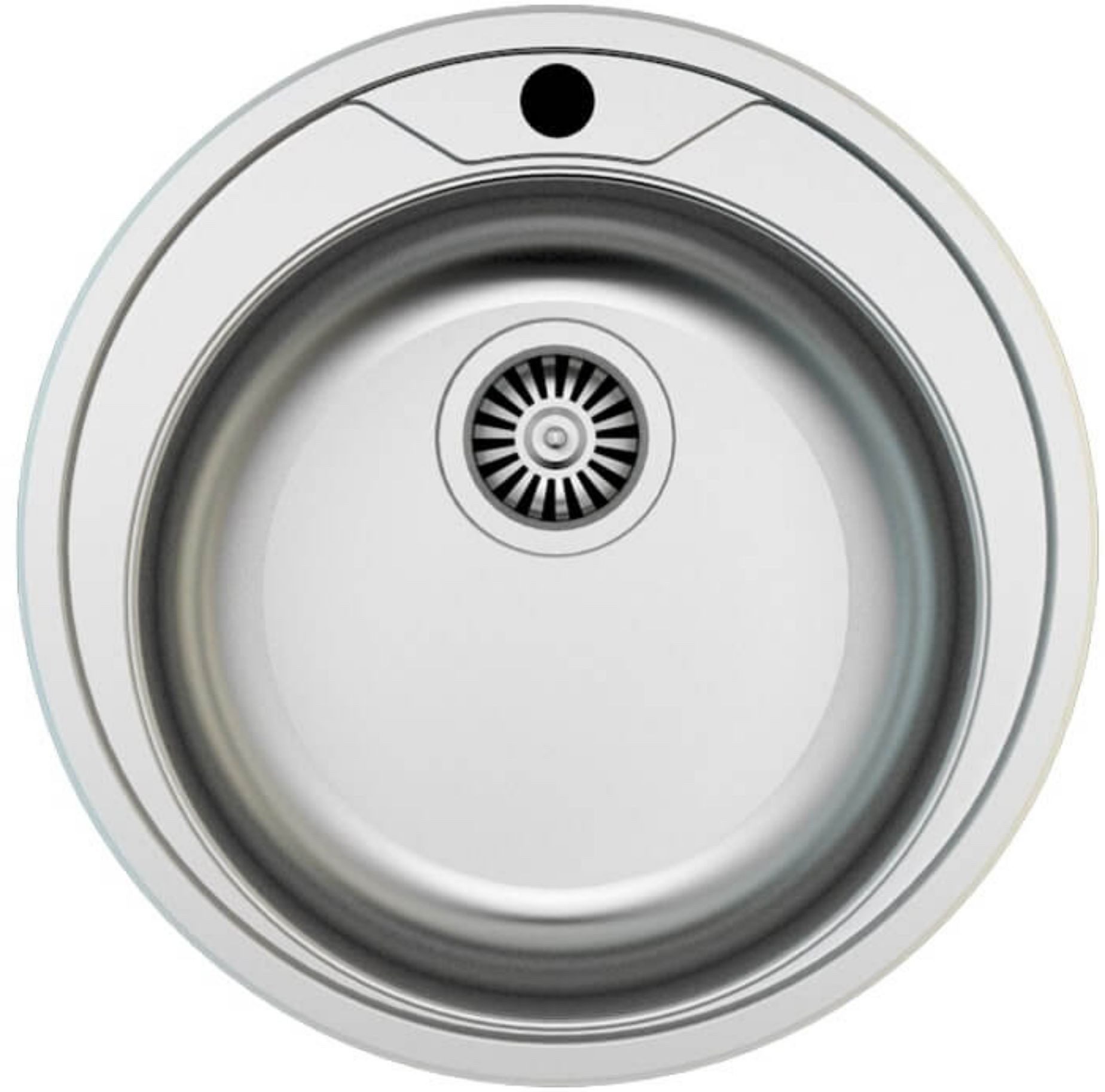 Faizee Möbel Edelstahlspüle Edelstahl Einbauspüle Küchenspüle Spülbecken Ablaufgarnitur + Armatur, Rund, 51/12 cm