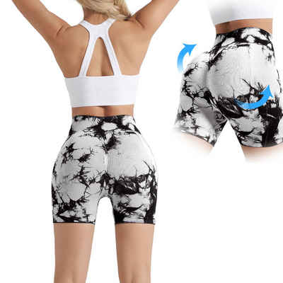 CALIYO Yogashorts Scrunch Butt Sportshorts Damen Push Up Booty Nahtlos Biker Yoga Hohe Taille Shorts Bauchweg Kurze Sporthose Hotpants für Yoga Gym