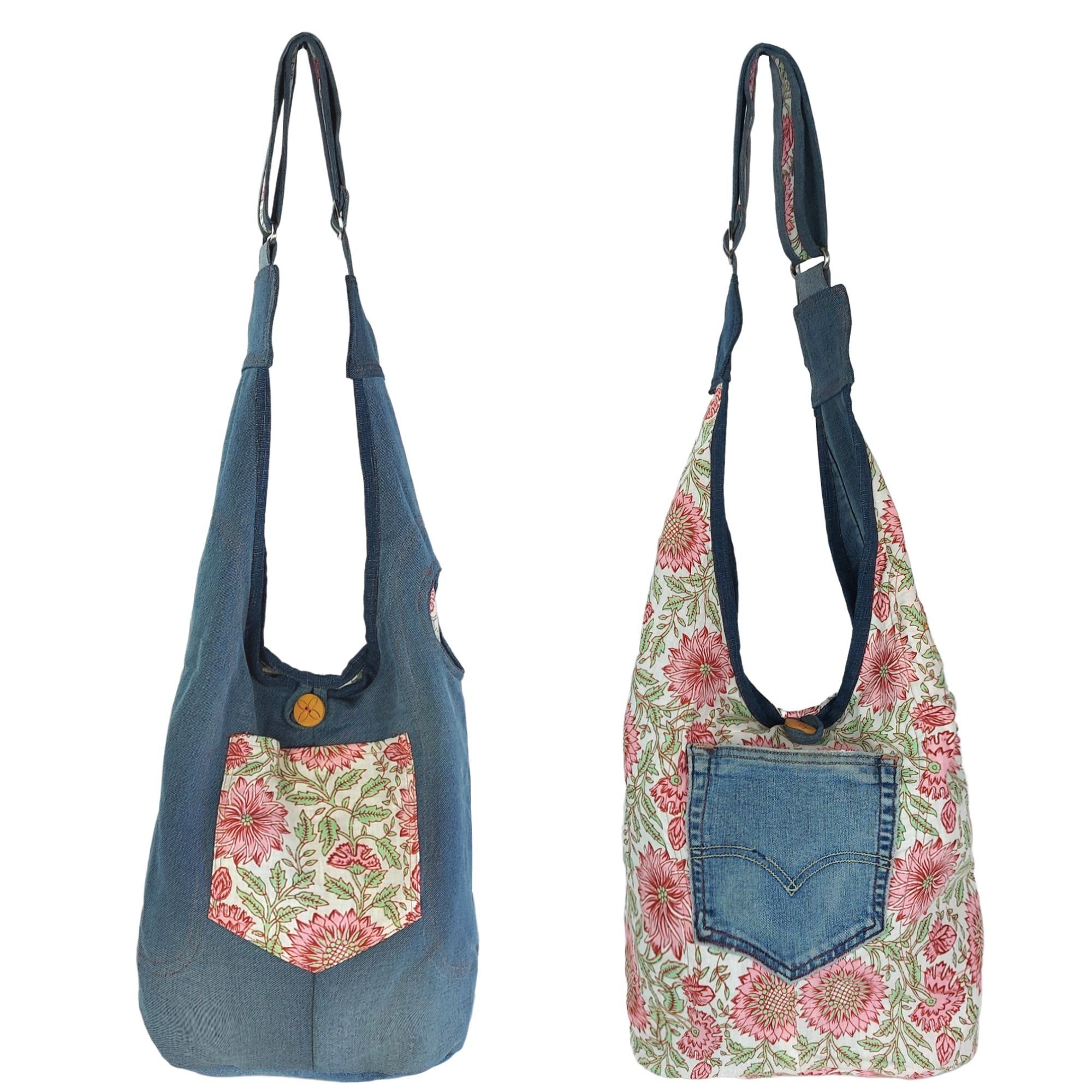 Sunsa Hobo Эко-товарe 2 seitige tragbare Umhänge/Jeans/wendbare Tasche, Wendbare Tasche, 2 Seitig tragbare Tasche