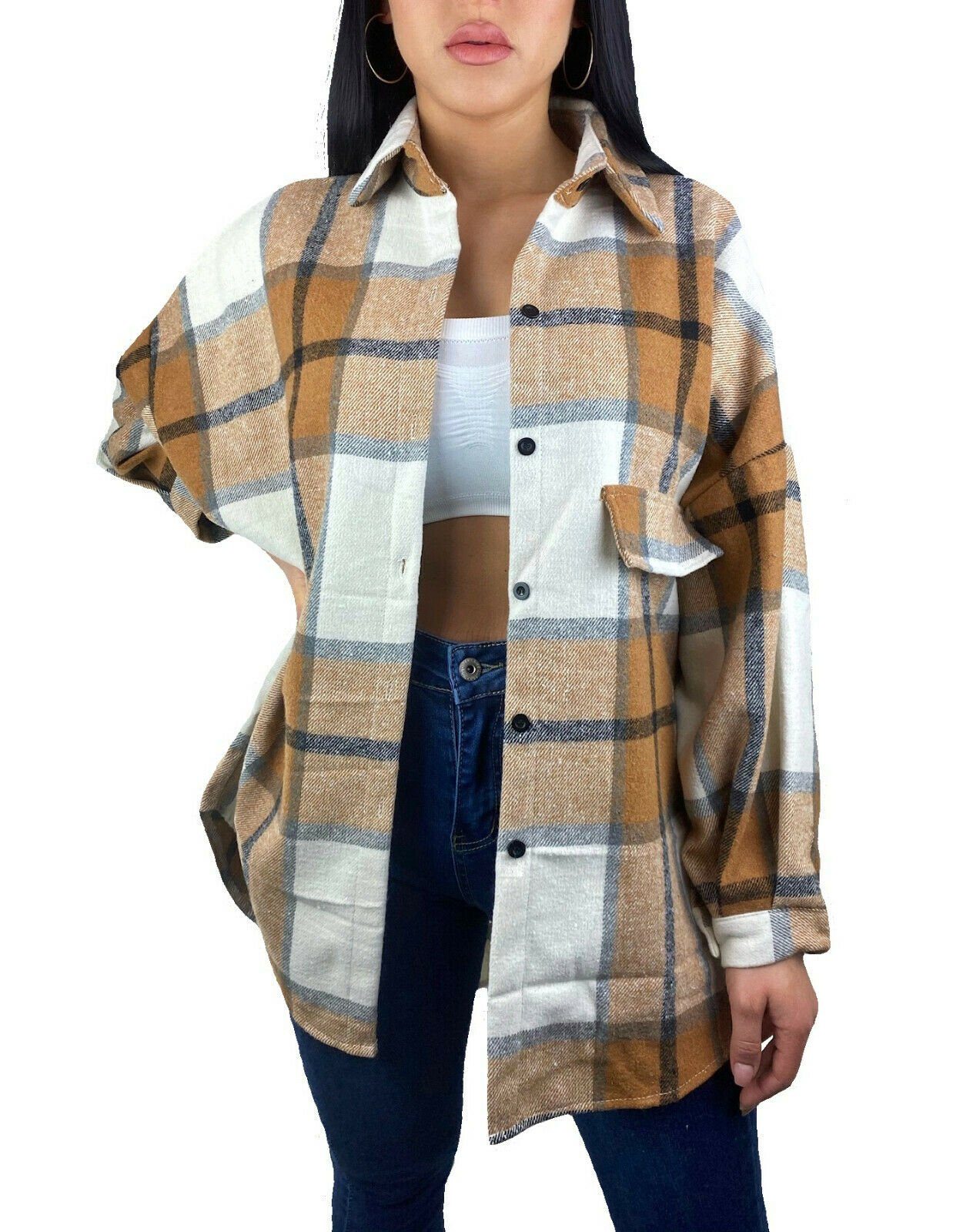 Worldclassca Flanellbluse Worldclassca Damen HOLZFÄLLERHEMD Oversized KARO Hemd HEMDJACKE KARIERT LANGARMHEND HEMDBLUSE Bluse Shirt Designer Blogger NEU ONE Size S-L