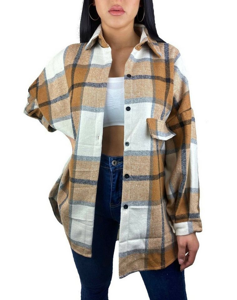 Worldclassca Flanellbluse Worldclassca Damen HOLZFÄLLERHEMD Oversized KARO  Hemd HEMDJACKE KARIERT LANGARMHEND HEMDBLUSE Bluse Shirt Designer Blogger  NEU ONE Size S-L