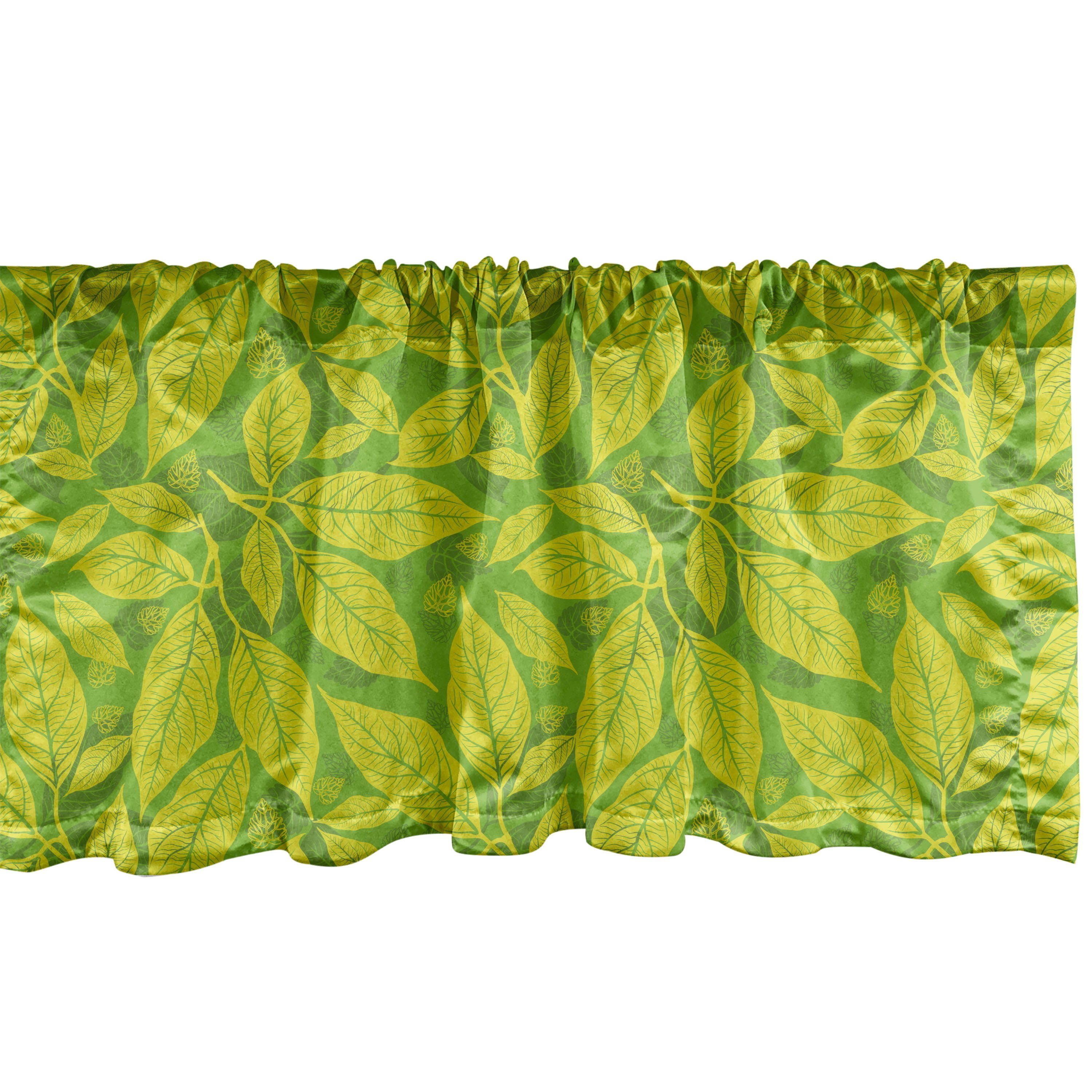Scheibengardine Vorhang Volant für Küche Schlafzimmer Dekor mit Stangentasche, Abakuhaus, Microfaser, Botanisch Natur Eco Kunst-Blätter