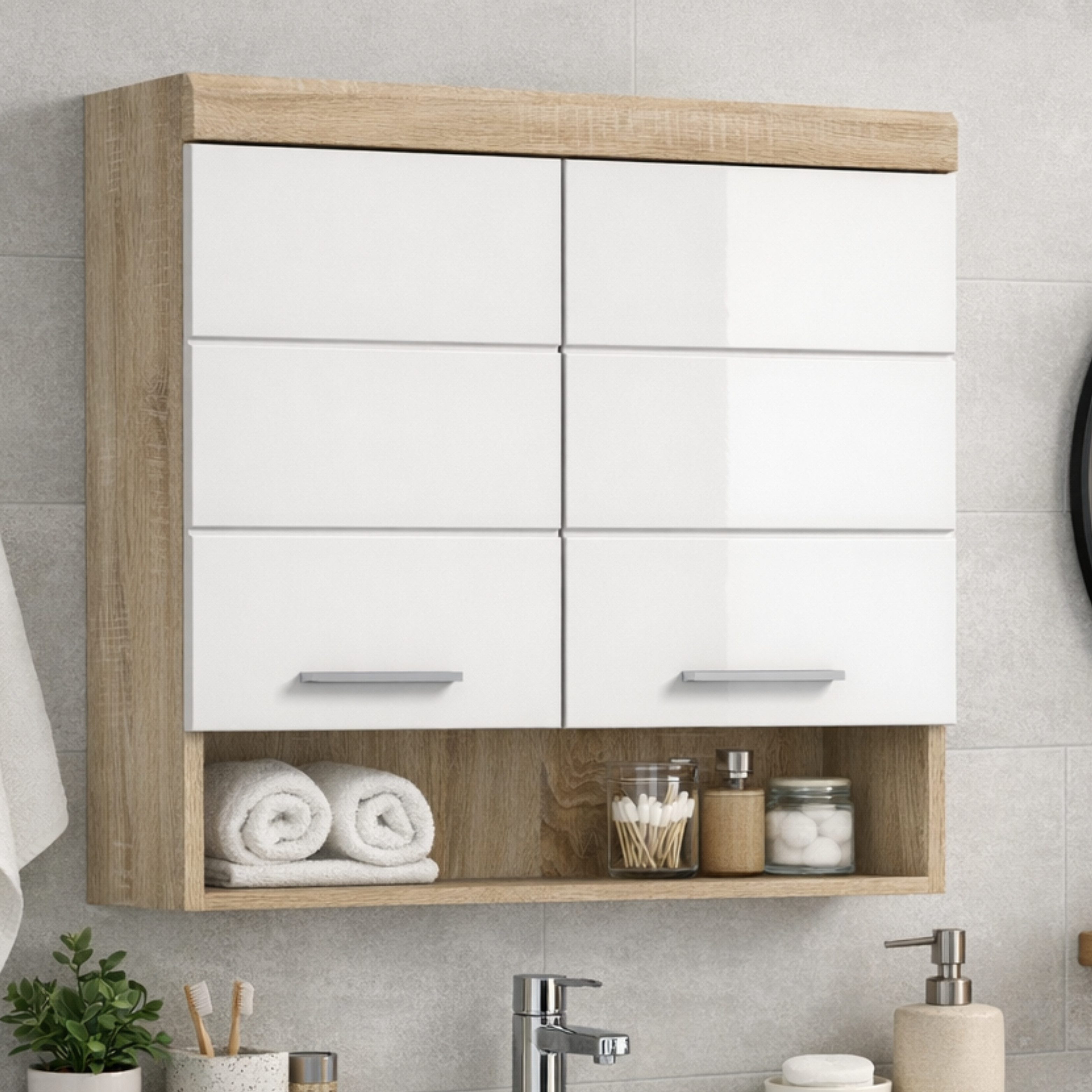 furnling Hängeschrank Scott 2 Türen, 1 offenes Fach, Stauraum, Badmöbel, Ba günstig online kaufen