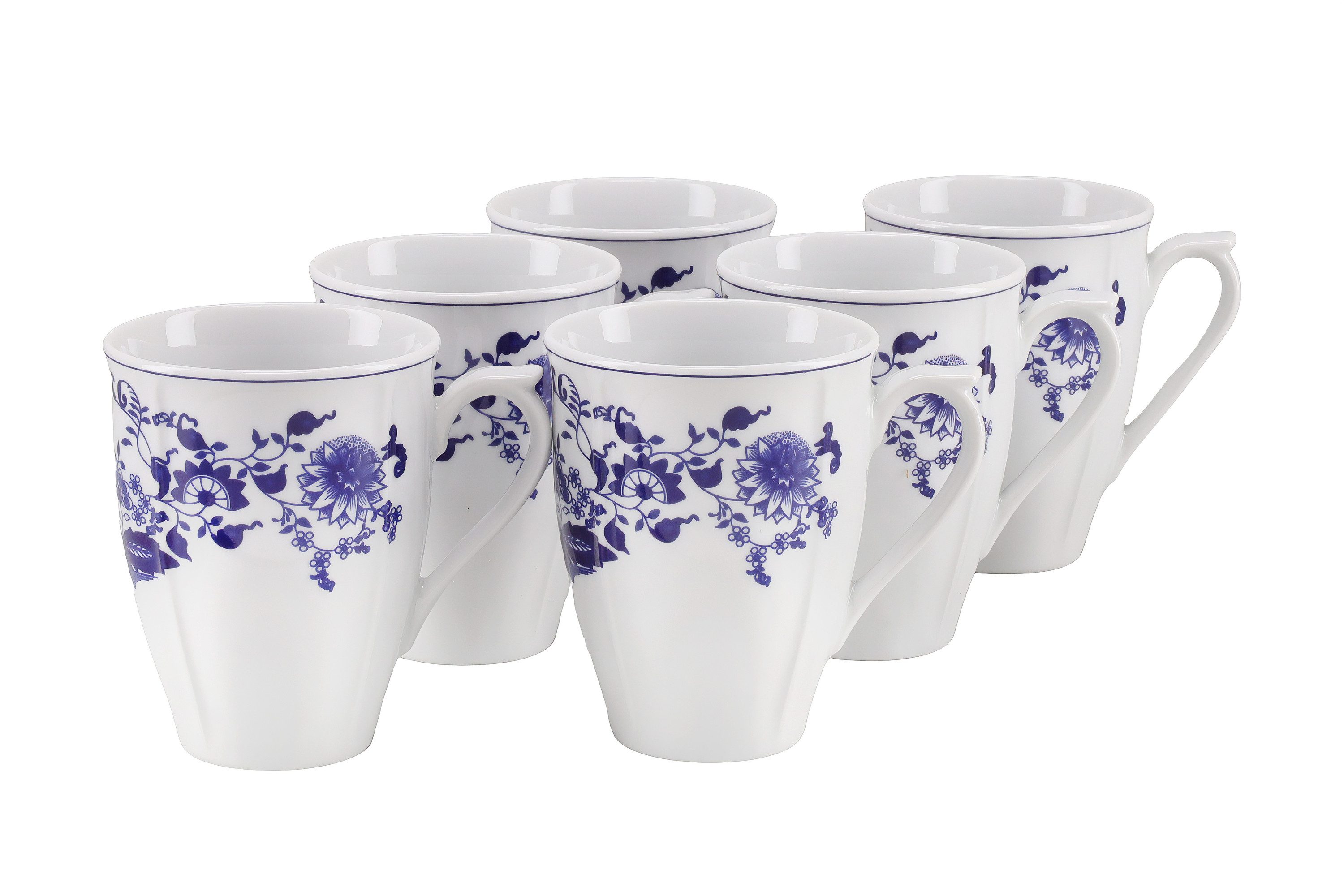 CreaTable Becher Flora Zwiebelmuster, 6-tlg., Porzellan