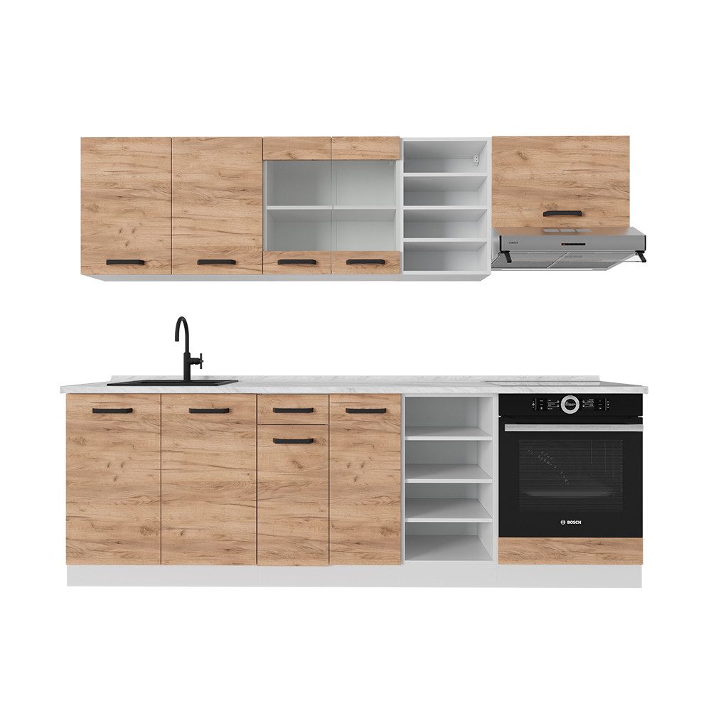 Vicco Küchenzeile R-Line, Goldkraft Eiche/Weiß/Weiß, 240 günstig online kaufen