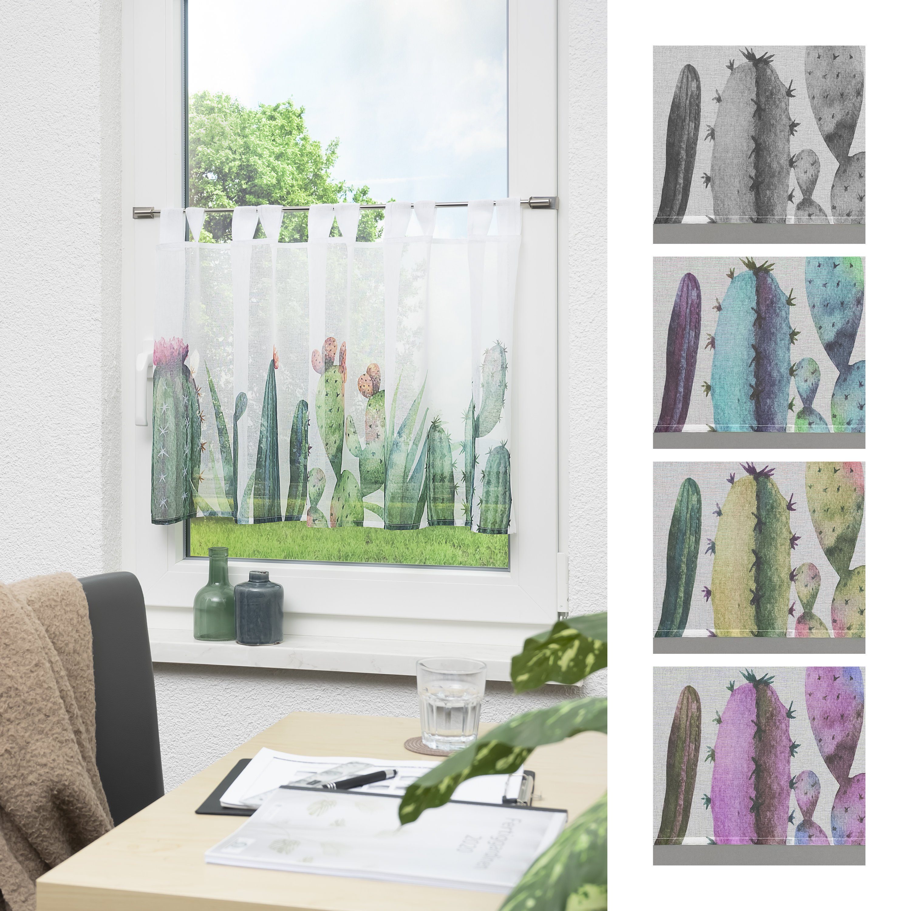 Scheibengardine Kaktuslandschaft, LYSEL®, (1 St), transparent, HxB 48x140cm