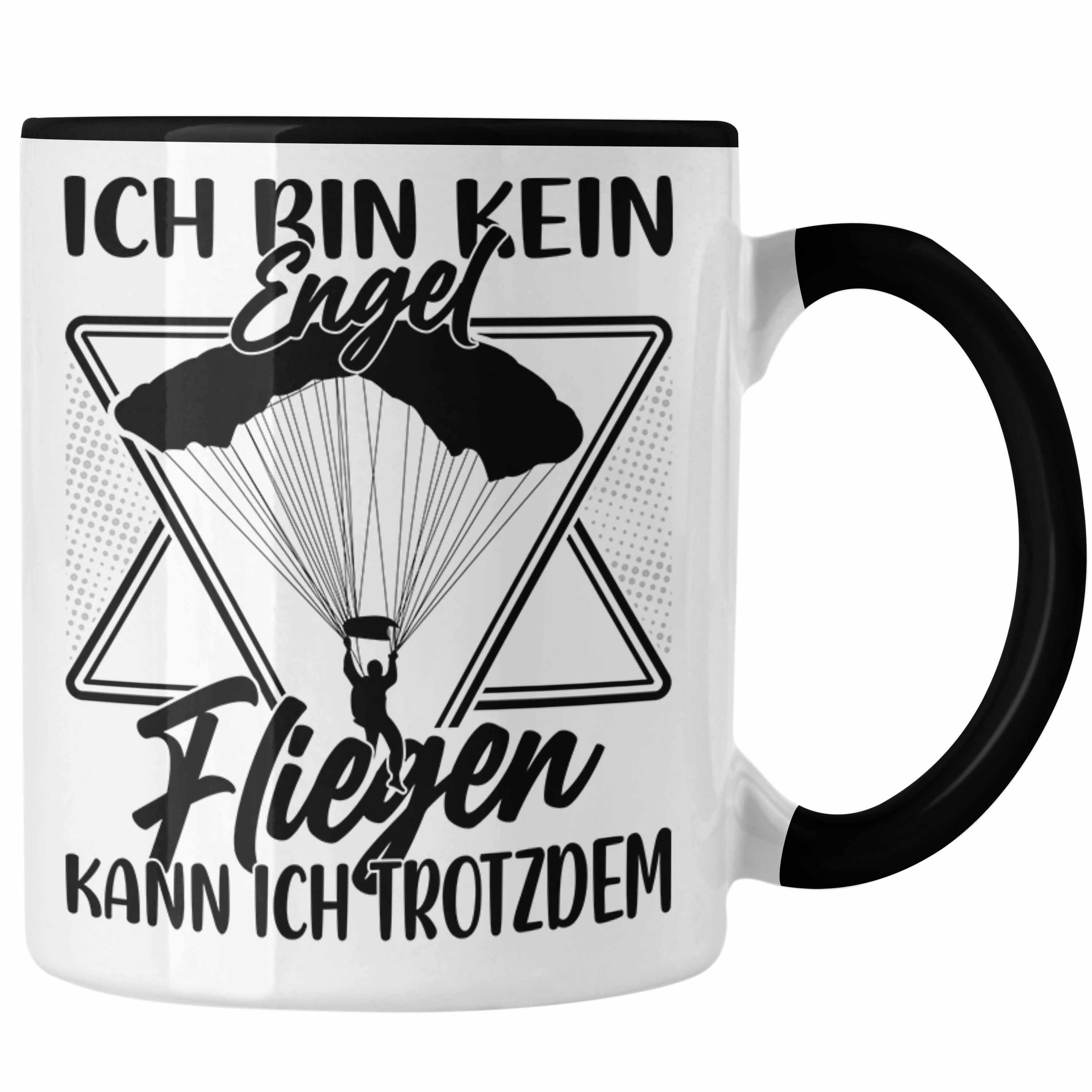 Trendation Tasse Gleitschirm-Flieger Tasse Geschenk Gleitschirmflieger Geschenkidee Kaf Schwarz