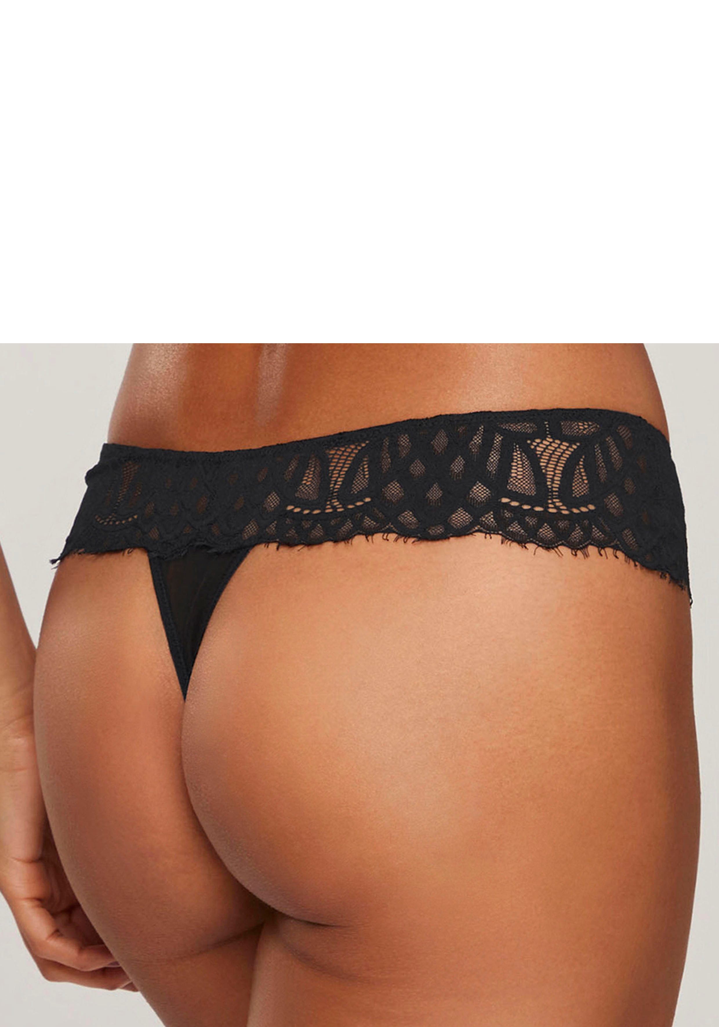 LASCANA String Cara aus dezent transparenter Spitze, anteilig aus recyceltem Material