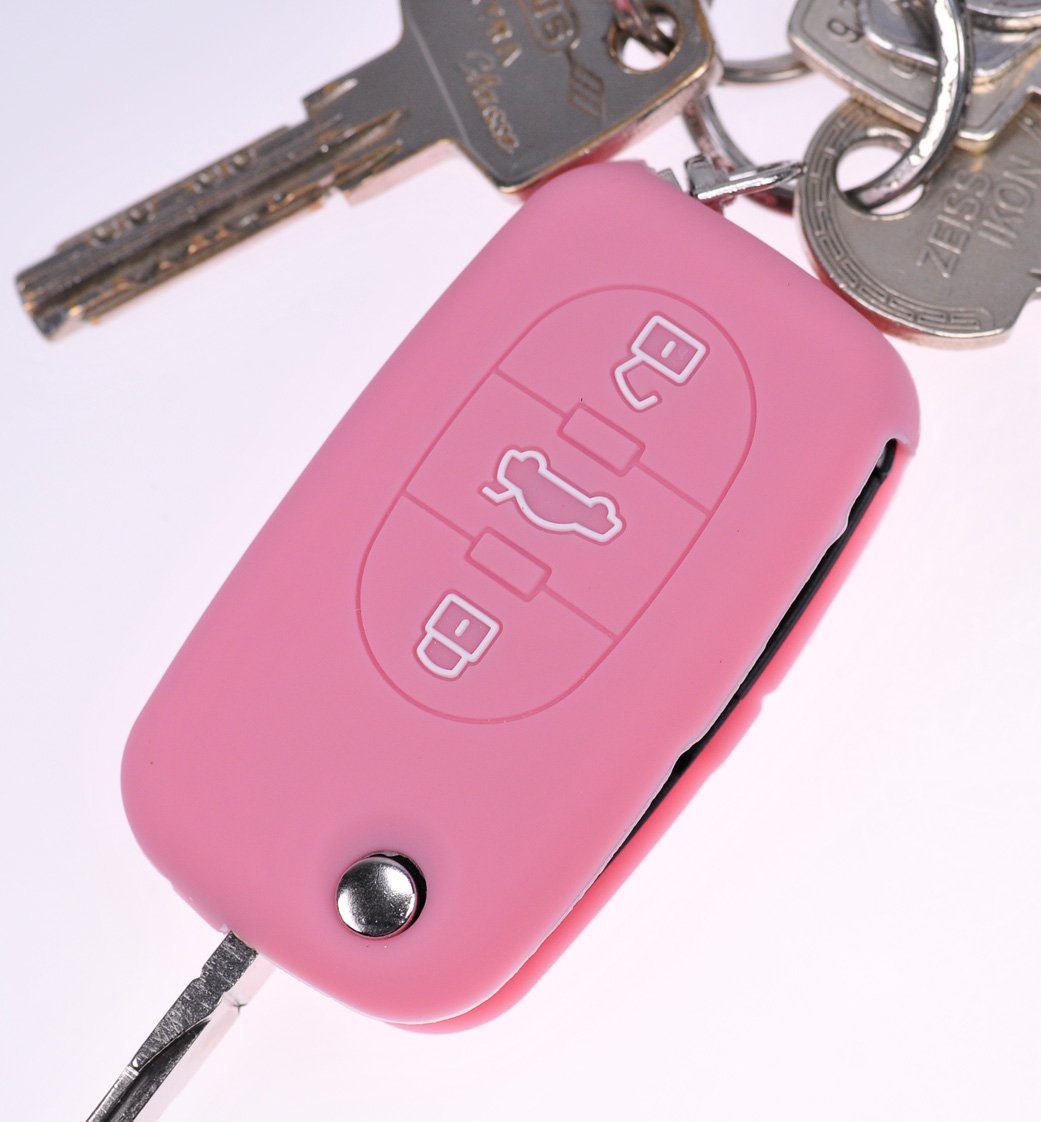 Rosa, 8L für A4 Silikon Audi Klappschlüssel K A3 Schutzhülle B6 Autoschlüssel Schlüsseltasche C5 mt-key A6 Tasten A2 3 Softcase