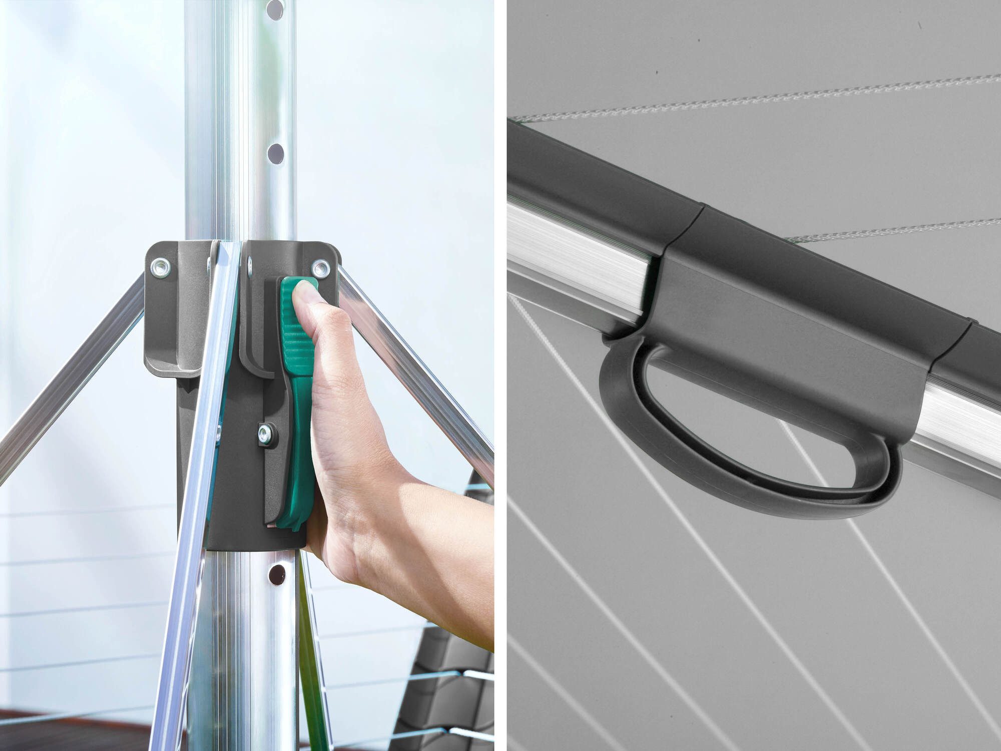 Leifheit Wäschespinne Wäschespinne Linomatic 500 Plus (anthrazit), 50m Leinenlänge, Leinenautomatik, Höhenverstellung, Nachspanntechnik – Bild 5 von 5