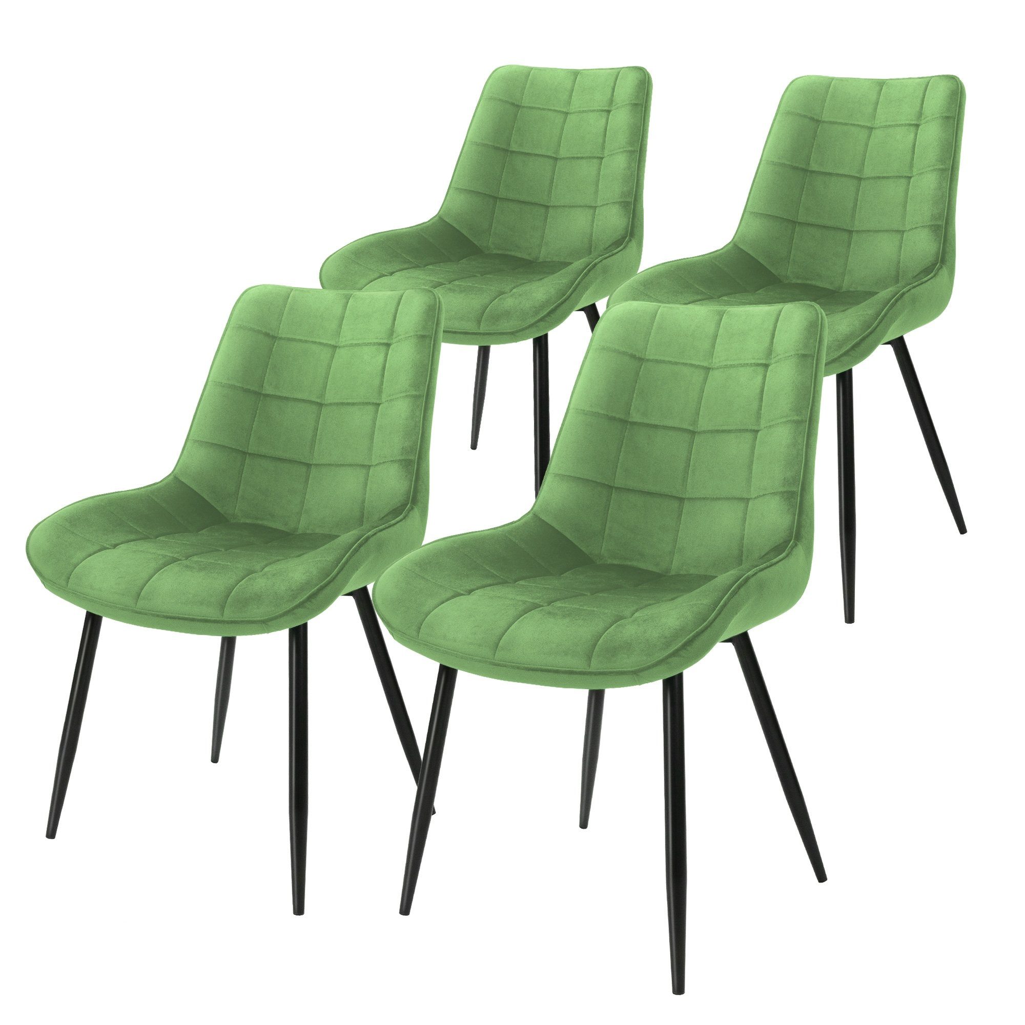 ML-DESIGN Stuhl Esszimmerstühle mit Rückenlehne Ergonomischer mit Metallbeinen Stuhl (4 St), 4er Set Wohnzimmerstühl 53x60x88cm Grün aus Samt Küchenstühle