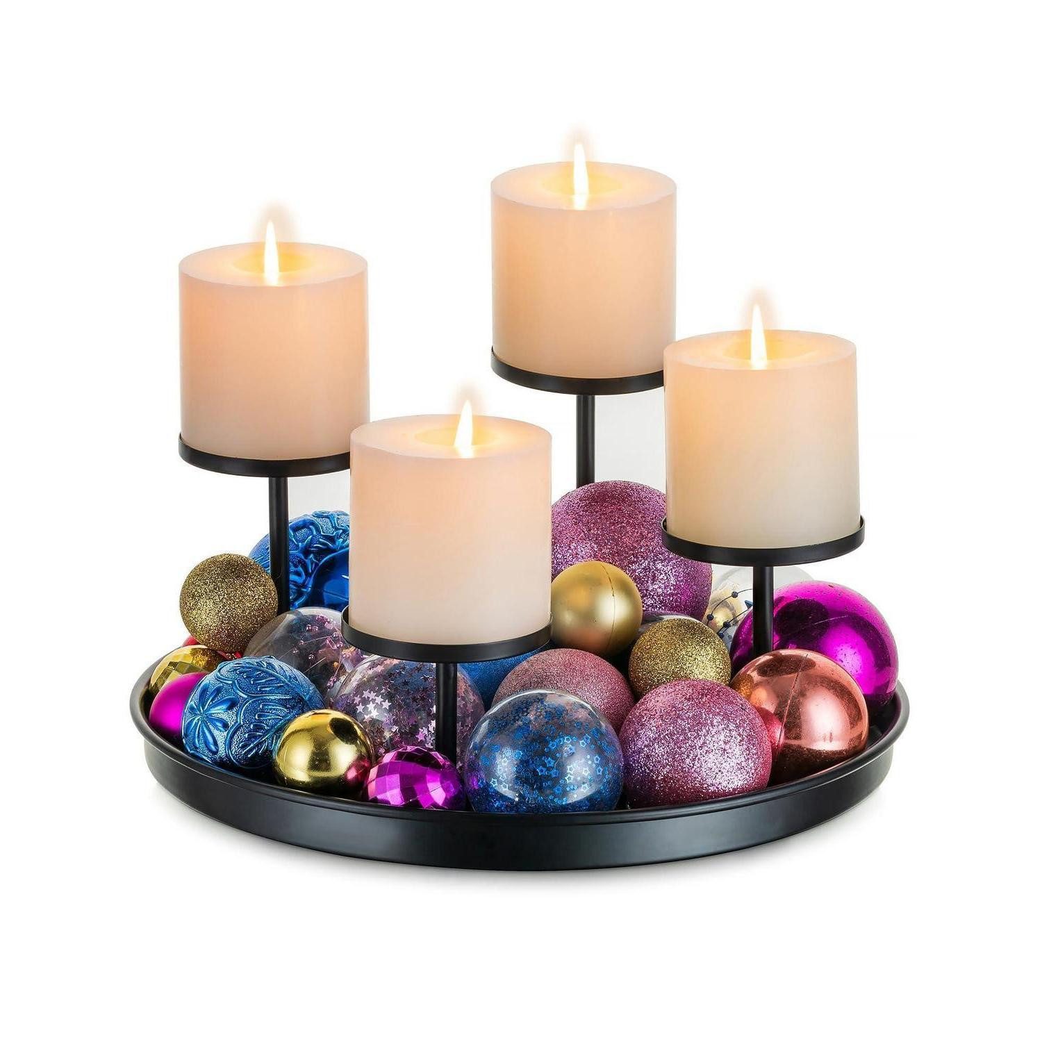 LuxusKollektion Adventskranz Adventskranz Metall Schwarz rund 30cm