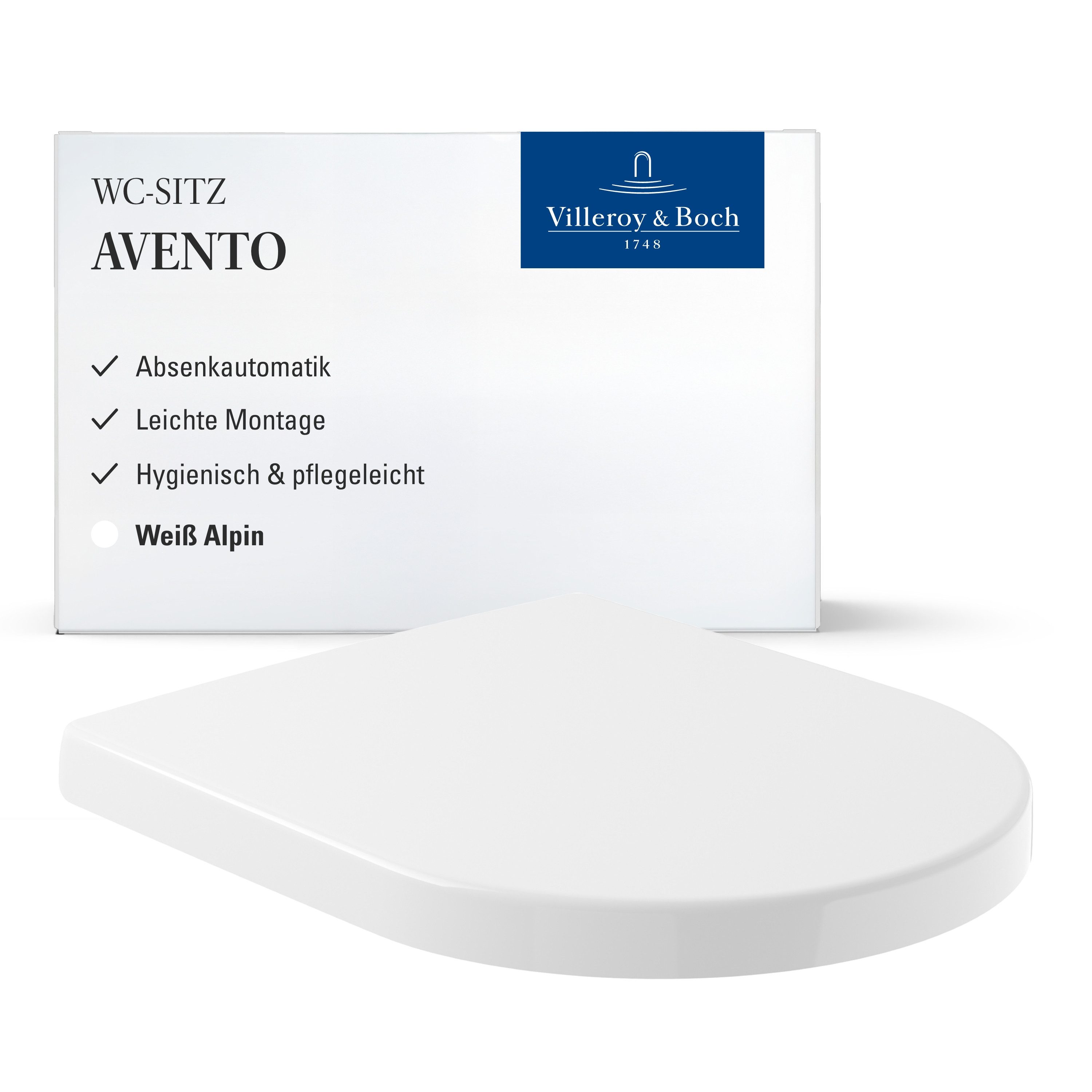 Villeroy & Boch WC-Sitz Avento, mit Absenkautomatik, abnehmbar, schlank, aus bruchsicherem Duroplast