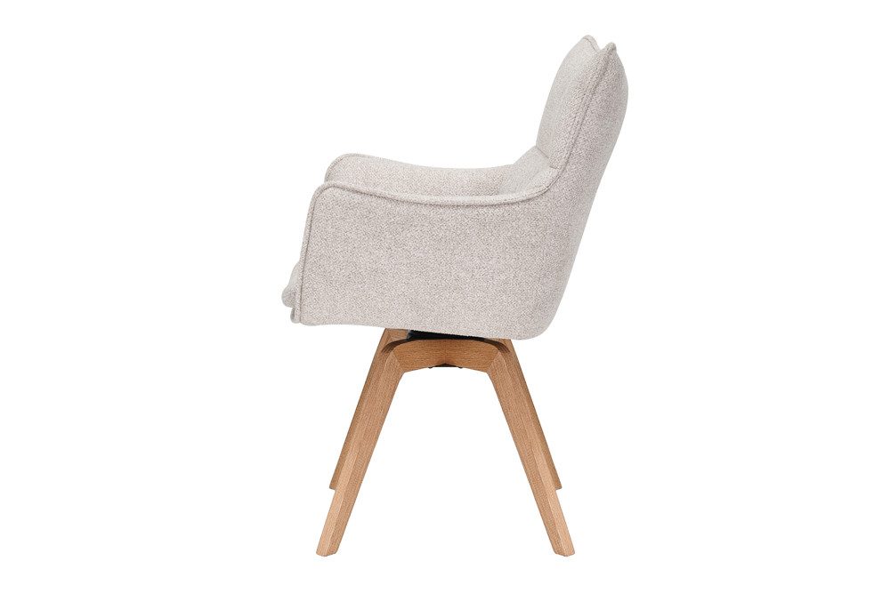 riess-ambiente Drehstuhl VOGUE beige/natur- Strukturstoff, Eichenholz, 360° drehbar, Armlehnen (Einzelartikel, 1 St), moderner Polsterstuhl - ideal für Ess-, Ar – Bild 3 von 5