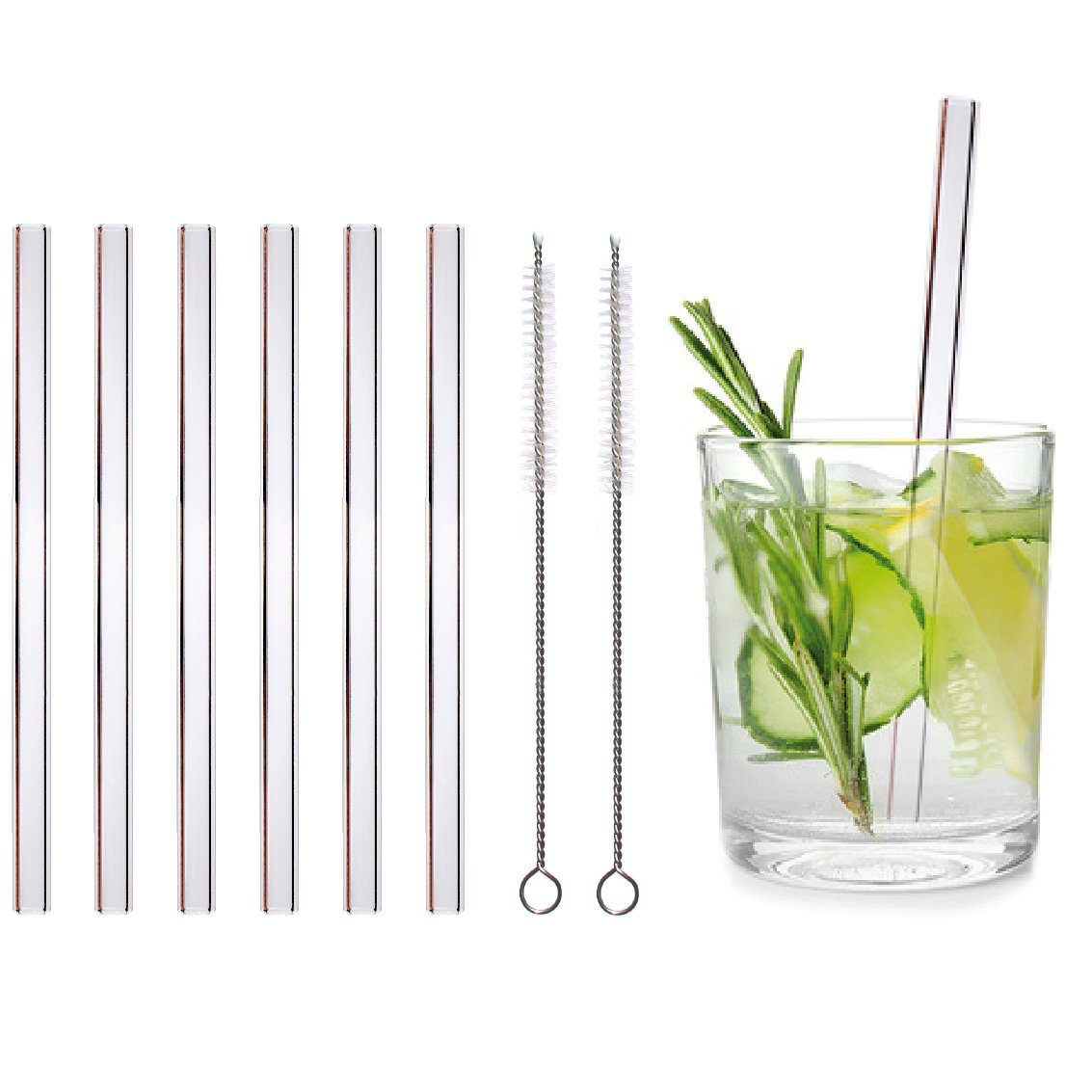 KaraLuna Trinkhalme Strohhalme aus Glas, transparent & gerade Glasstrohhalm Trinkhalm, Borosilikatglas, nachhaltige und wiederverwendbare Strohhalme