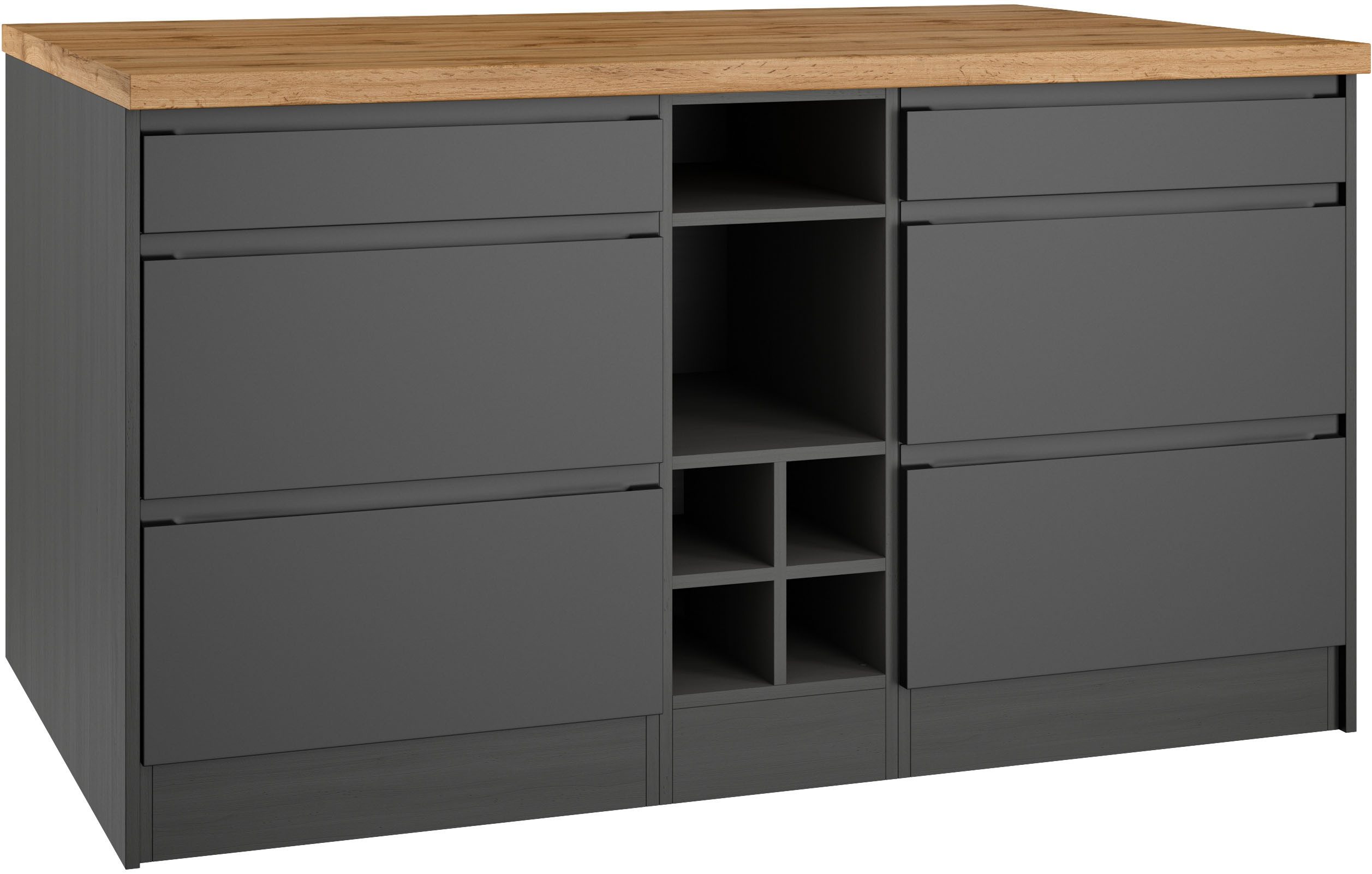 KOCHSTATION Kücheninsel KS-Bruneck, Breite 153 cm, MDF-Fronten, Arbeitsplat günstig online kaufen