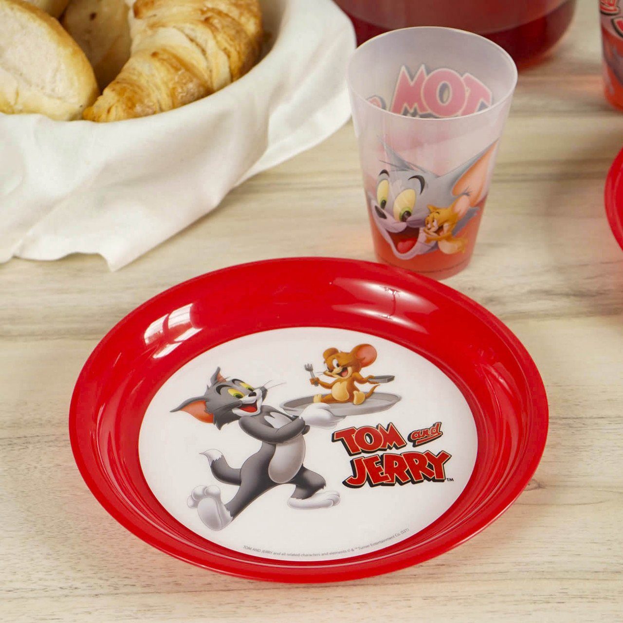 Geda Labels GmbH Frühstücksteller Tom & Jerry 4er Set, (4 St), Rot, 21cm, spülmaschinengeeignet – Bild 3 von 4