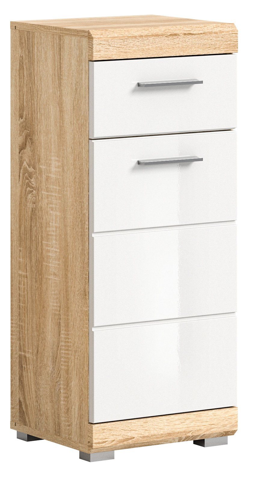 Newroom Kommode Libra, Kommode Weiß Hochglanz Sonoma Eiche hell Sideboard Highboard Moder...