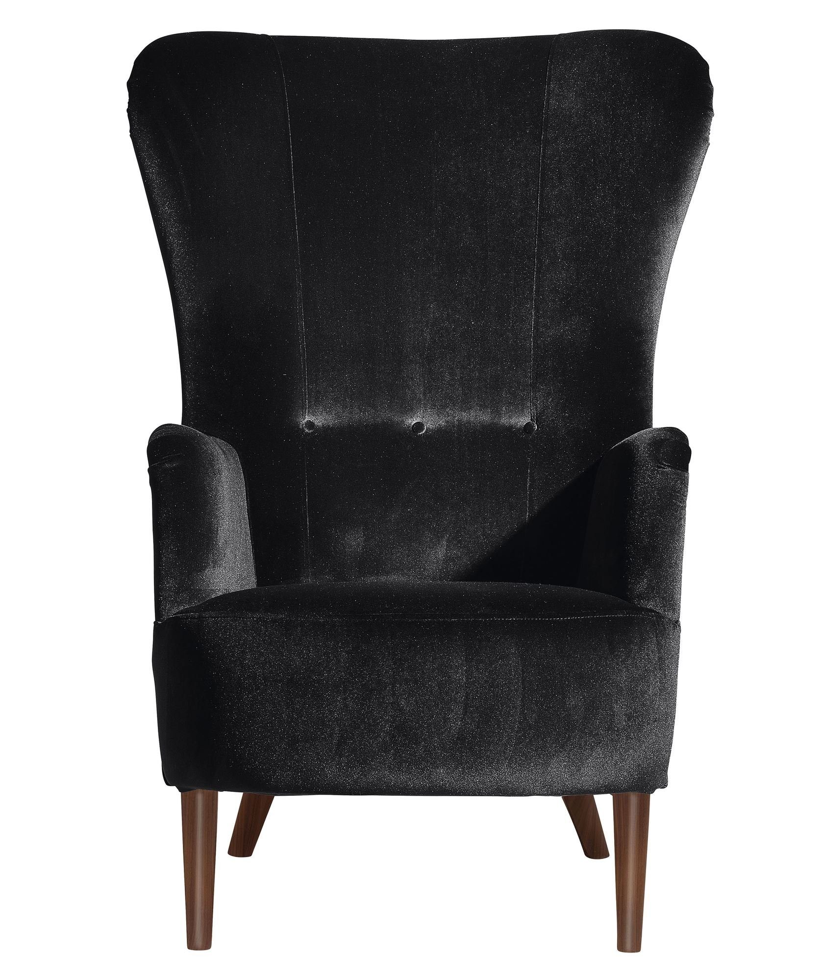 Sitz / 58 Sessel verarbeitet,bequemer hochwertig Samtvelours Sessel aufm dunkel 1-St), schwarz nussbaum 21965 Versand, Kostenlosem (Sparpreis Bezug inkl. Karla Kessel Buche