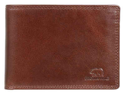 Brown Bear Geldbörse Modell 8005 Herren Portemonnaie mit Reißverschlussfach, aus Echtleder mit 9 Kartenfächern Farbe Braun