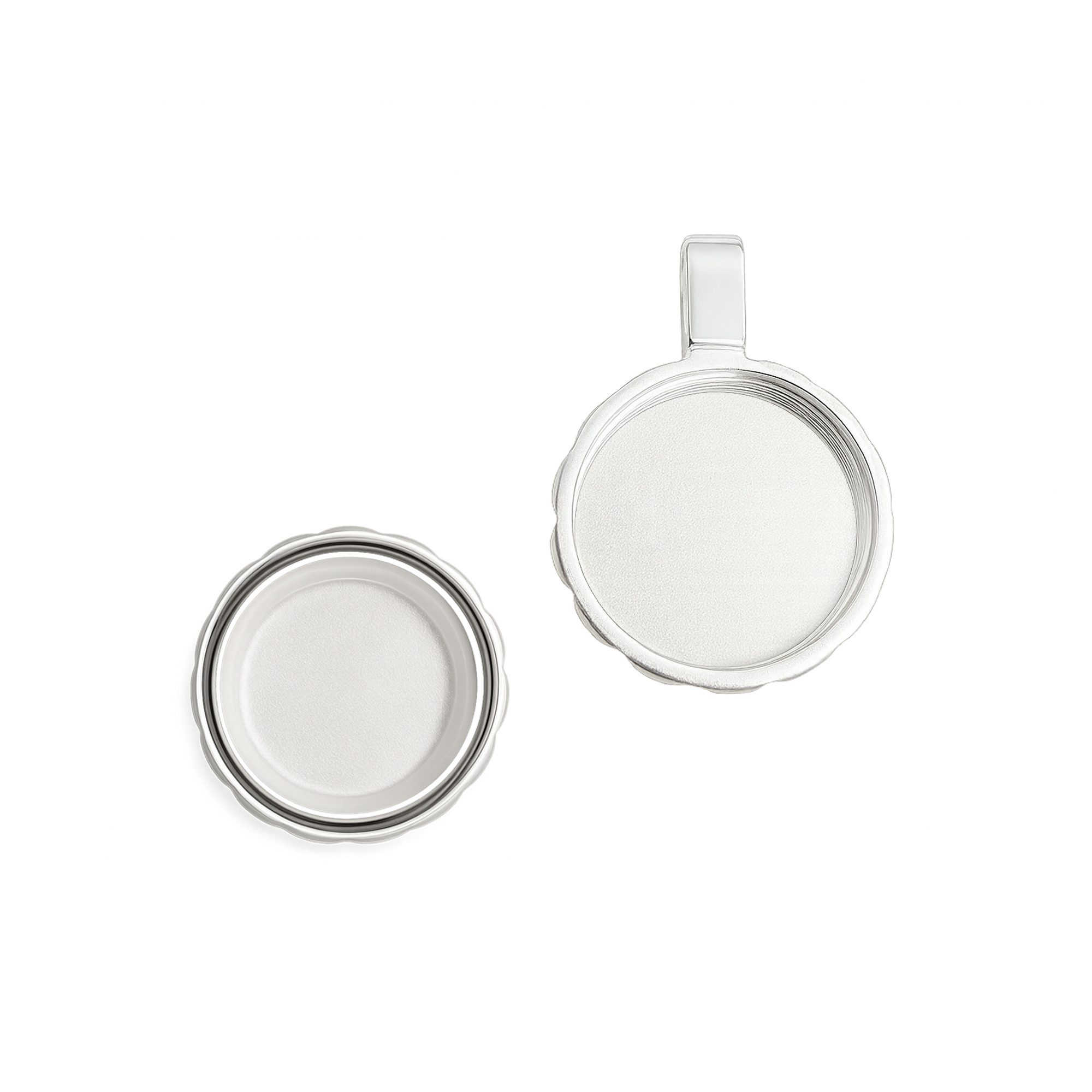 JEVELION Medallionanhänger Outdoor-Medaillon Kompass Silber -Feuchtigkeitsschutz- Made in Germany (robustes Amulett, für Damen und Herren), Mit Kette Sterlingsilber - Länge wählbar 36 - 70 cm