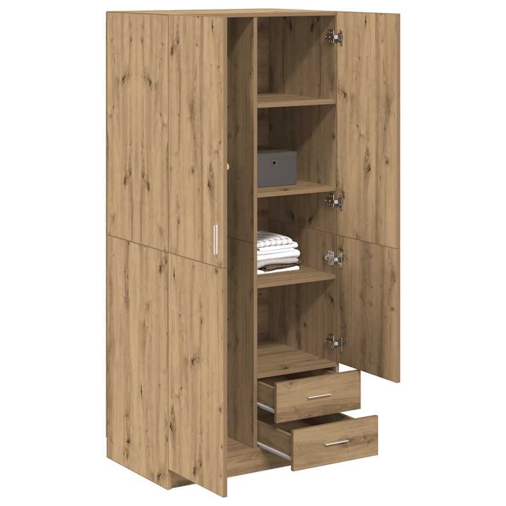 vidaXL Kleiderschrank NA Kleiderschrank aus Holz mit 2 Türen und 2 Schubladen 80x52x180 cm f