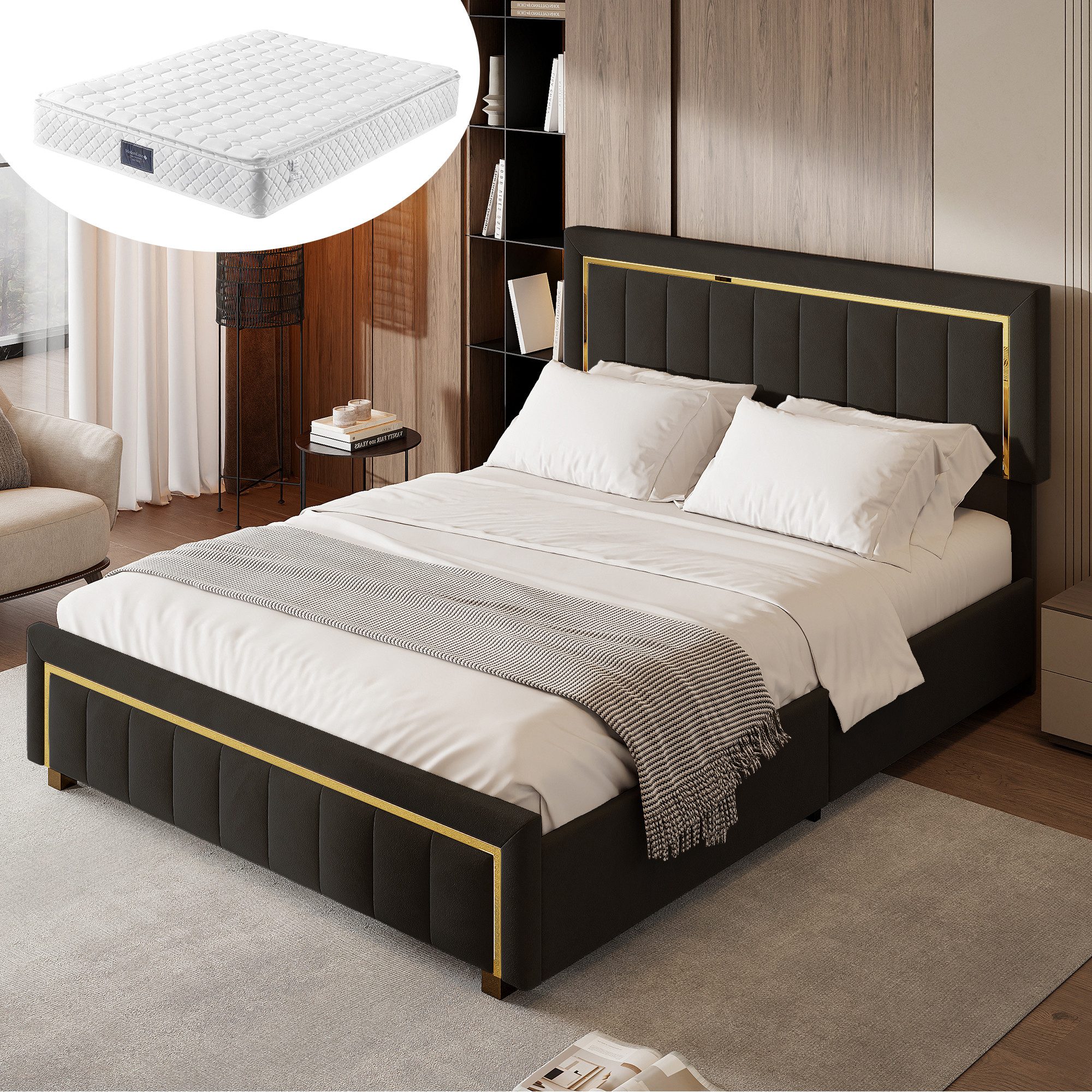 Furnishings Home Polsterbett Doppelbett Stauraumbett Inkl. Matratze (Hydrau günstig online kaufen