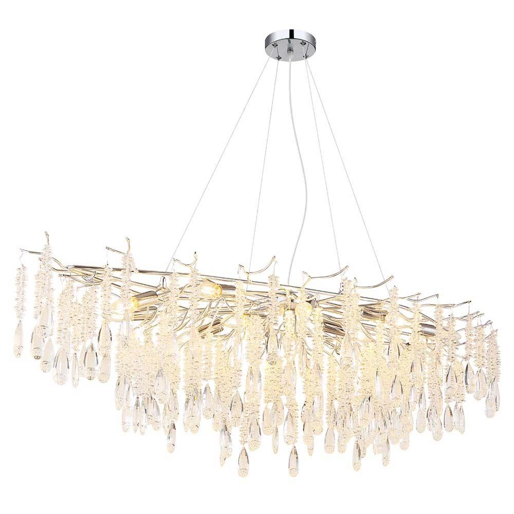 GLOBO LIGHTING Pendelleuchte, Leuchtmittel nicht inklusive, Pendelleuchte Hängeleuchte Deckenleuchte Metall silber Glaskristalle H