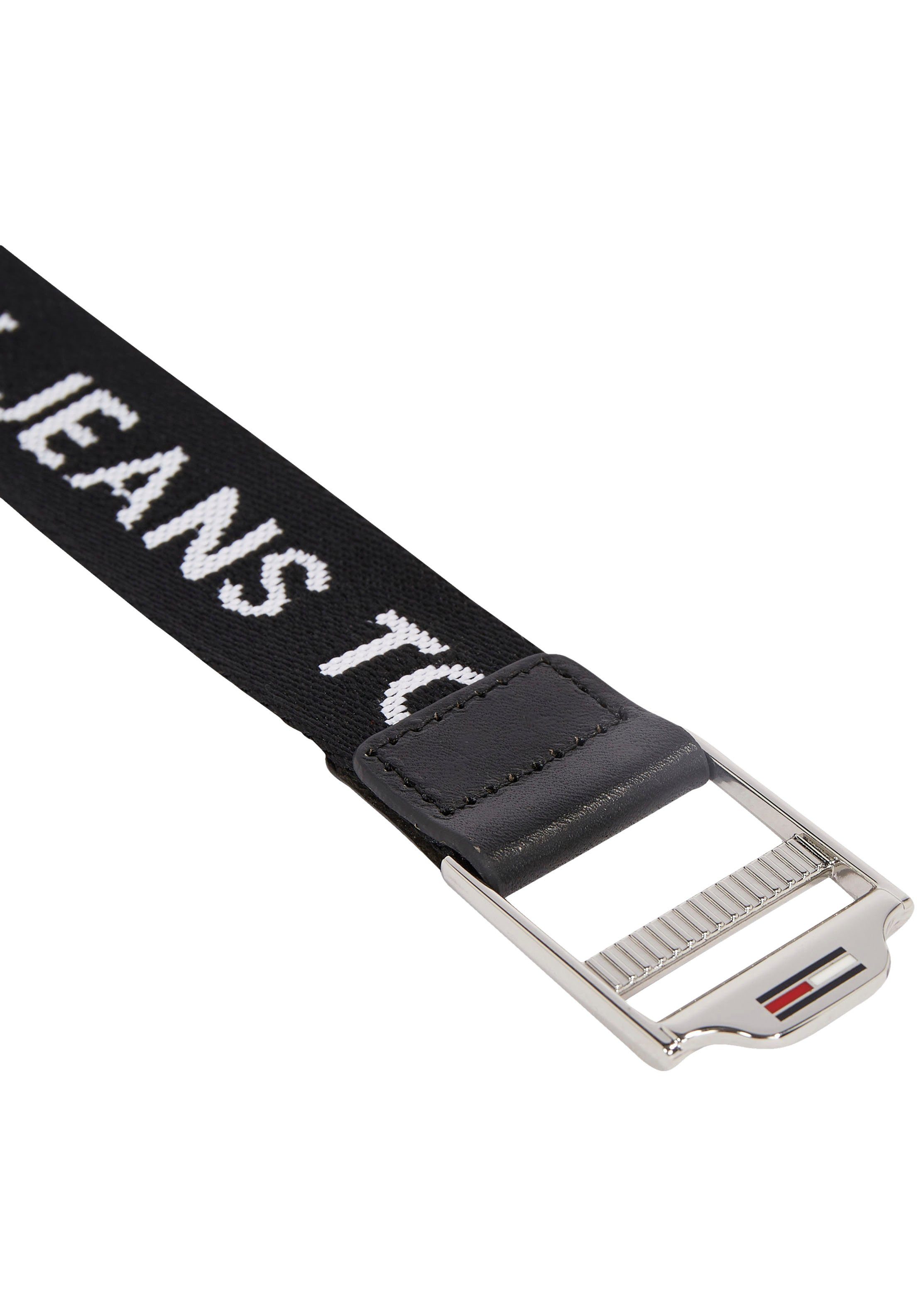 Tommy Jeans Stoffgürtel Essential Webbing mit Belt Schriftzug Tommy schwarz durchgängigem Jeans