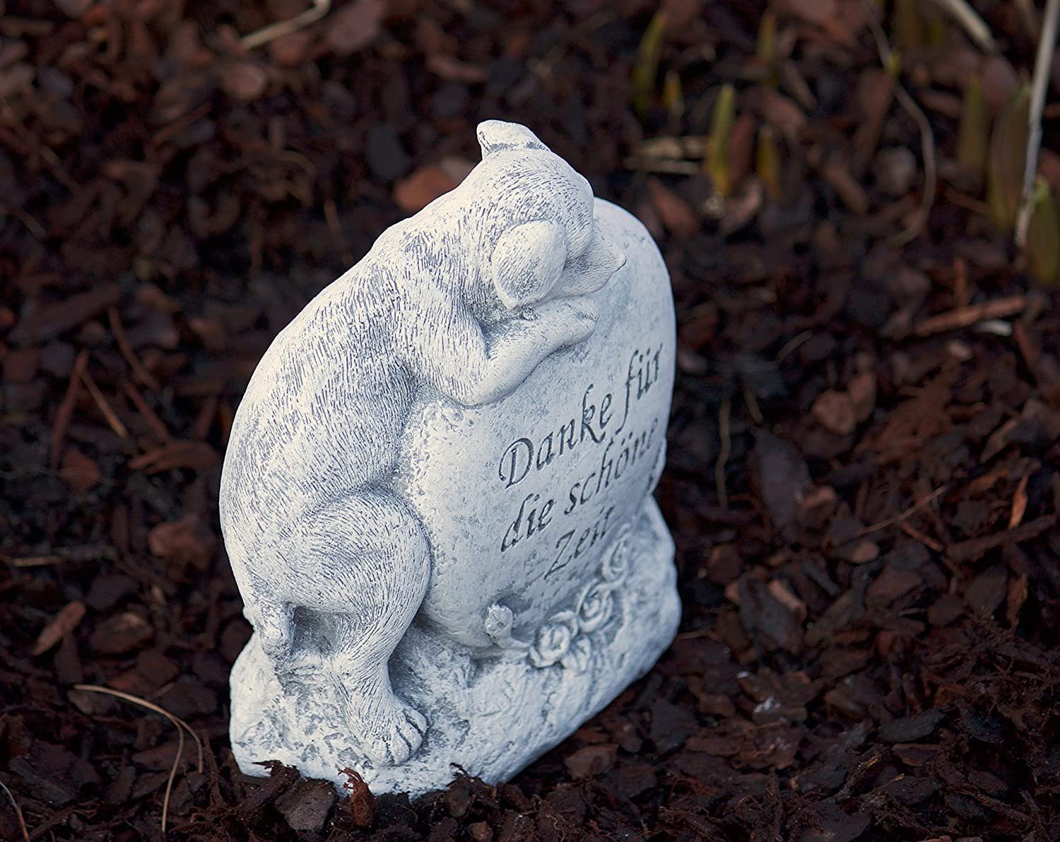 Stone and Style Gartenfigur Frostfeste Steinfigur Grabschmuck Hund "Danke für die schöne Zeit" – Bild 3 von 3