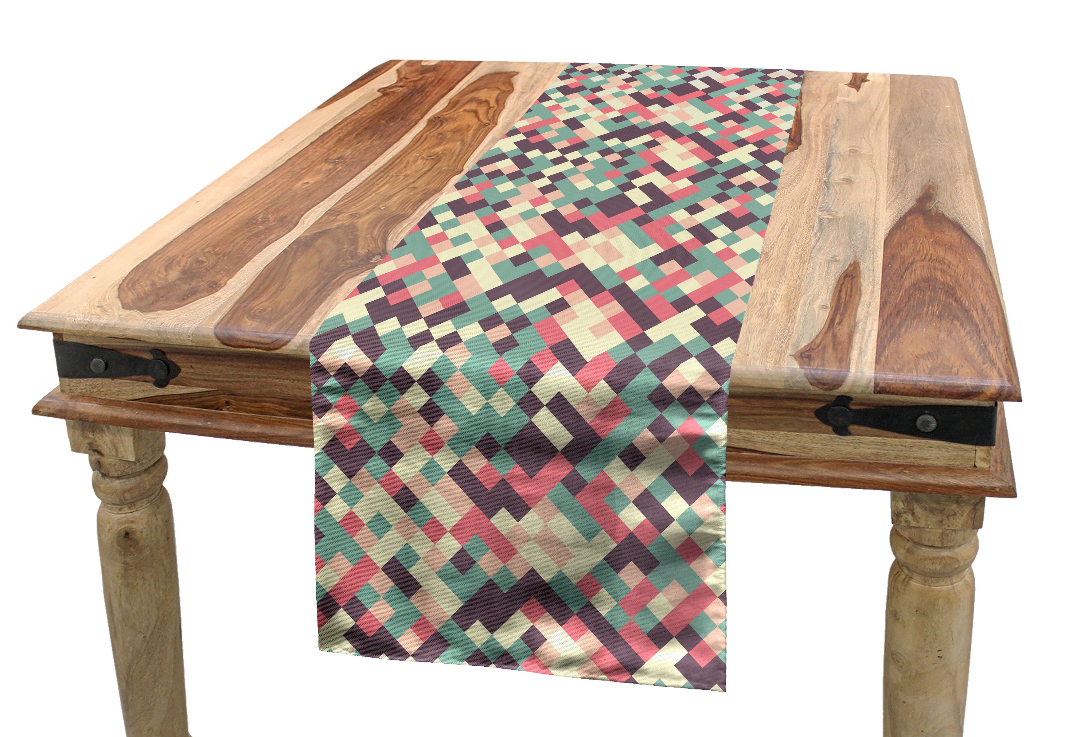 Tischläufer, Esszimmer Küche Dekorativer Geometrisch Mosaik-Quadrate-Design Tischläufer Rechteckiger Abakuhaus