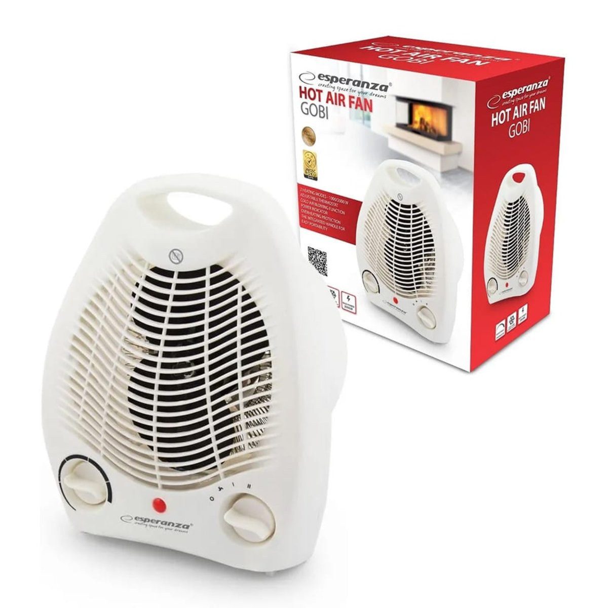 Esperanza Handventilator Esperanza Thermoventilator Gobi 1000W / 2000W weiß EHH011