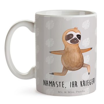 Mr. & Mrs. Panda Tasse Faultier Yoga - Grau Pastell - Geschenk, Teebecher, Becher, Atmung, T, Keramik, Einzigartiges Botschaft