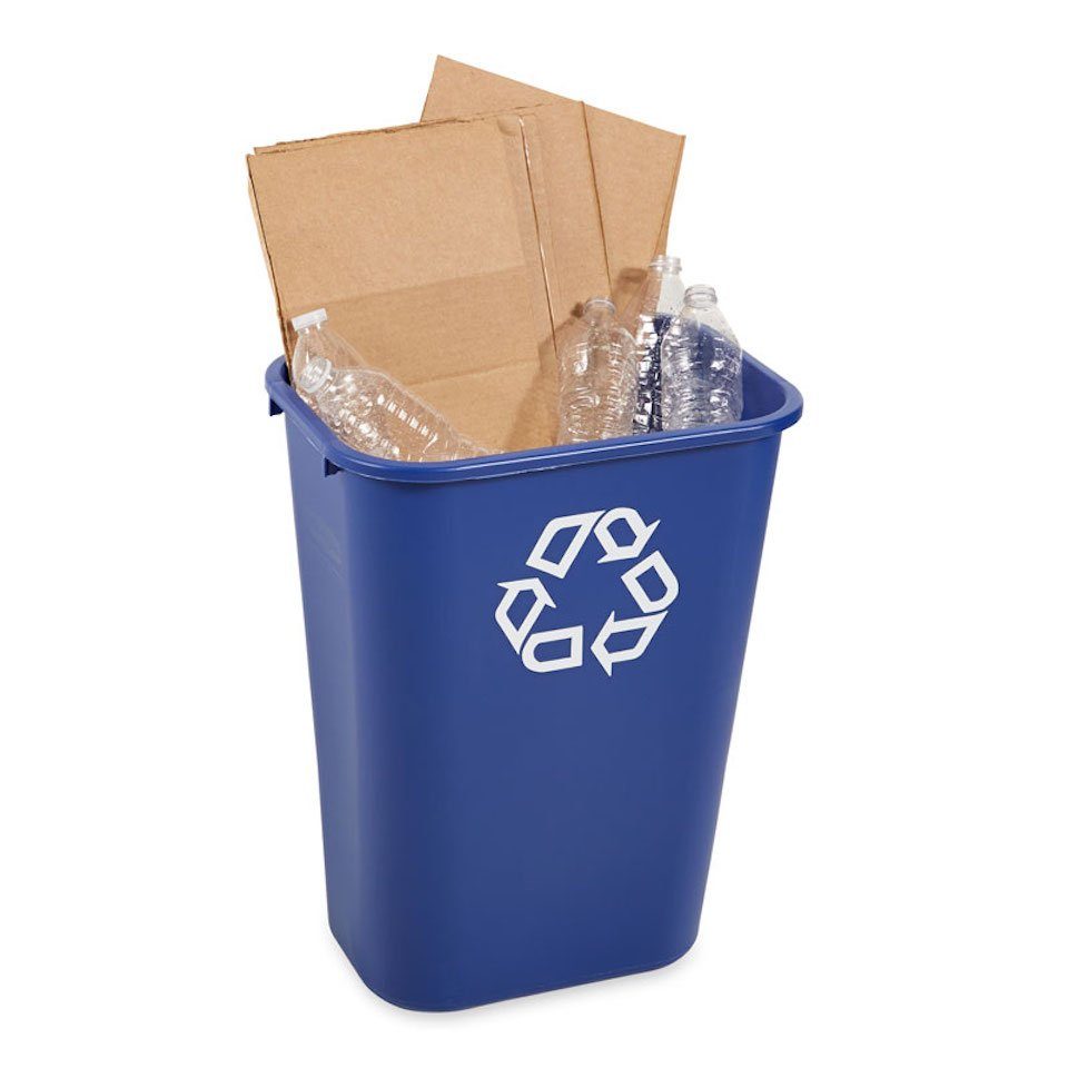 Blau Abfallbehälter, Schwarz Rechteckiger PROREGAL® Mülleimer Polyethylen, 39L,
