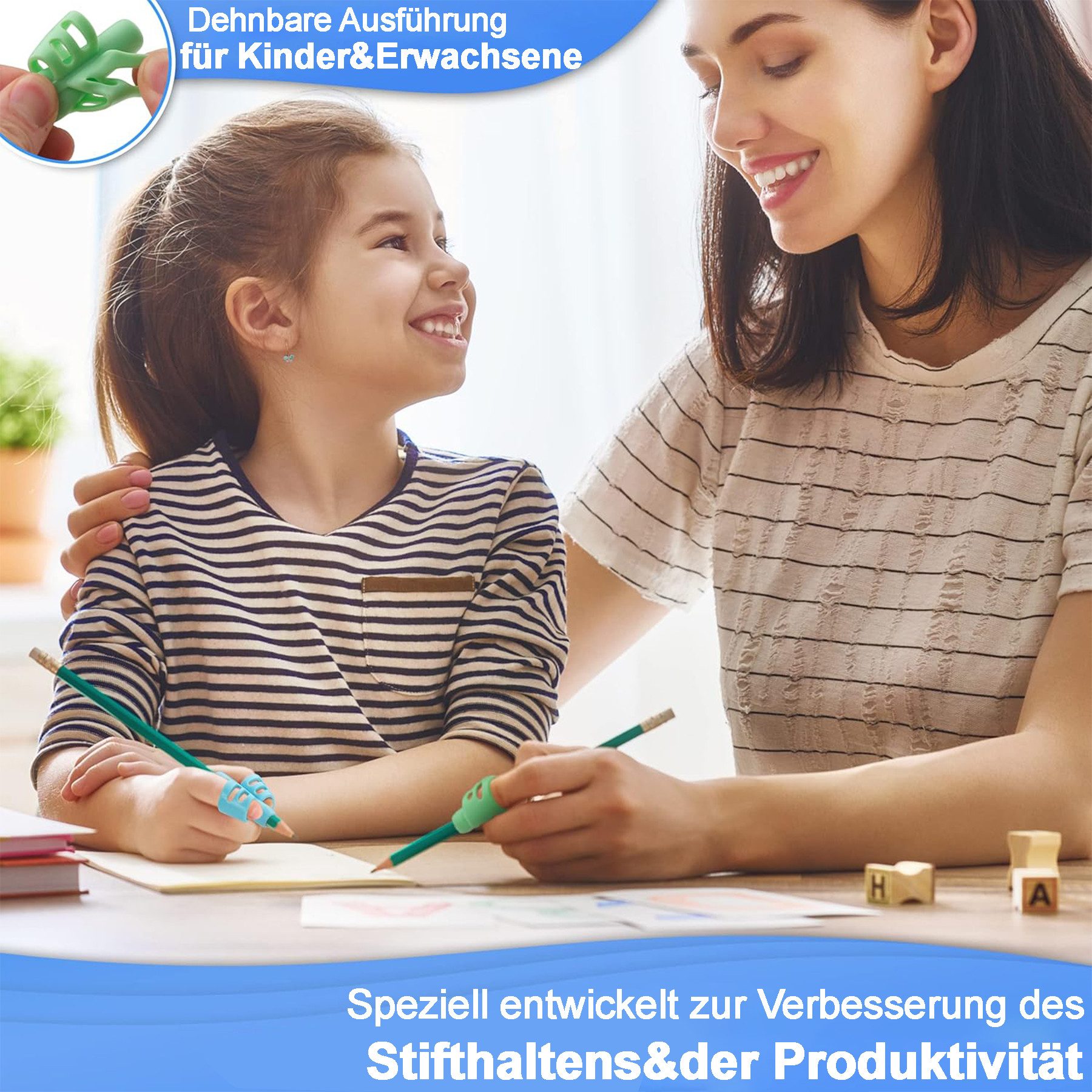 Mutig Bleistift Bleistiftgriffe für Kinder, 6 Stück ergonomische Schreibhilfe, (Schreibhaltungskorrektur, 6-tlg., rutschfester Stifthalter für Kleinkinder), Bleistiftgreifer für Vorschüler im Klassenzimmer