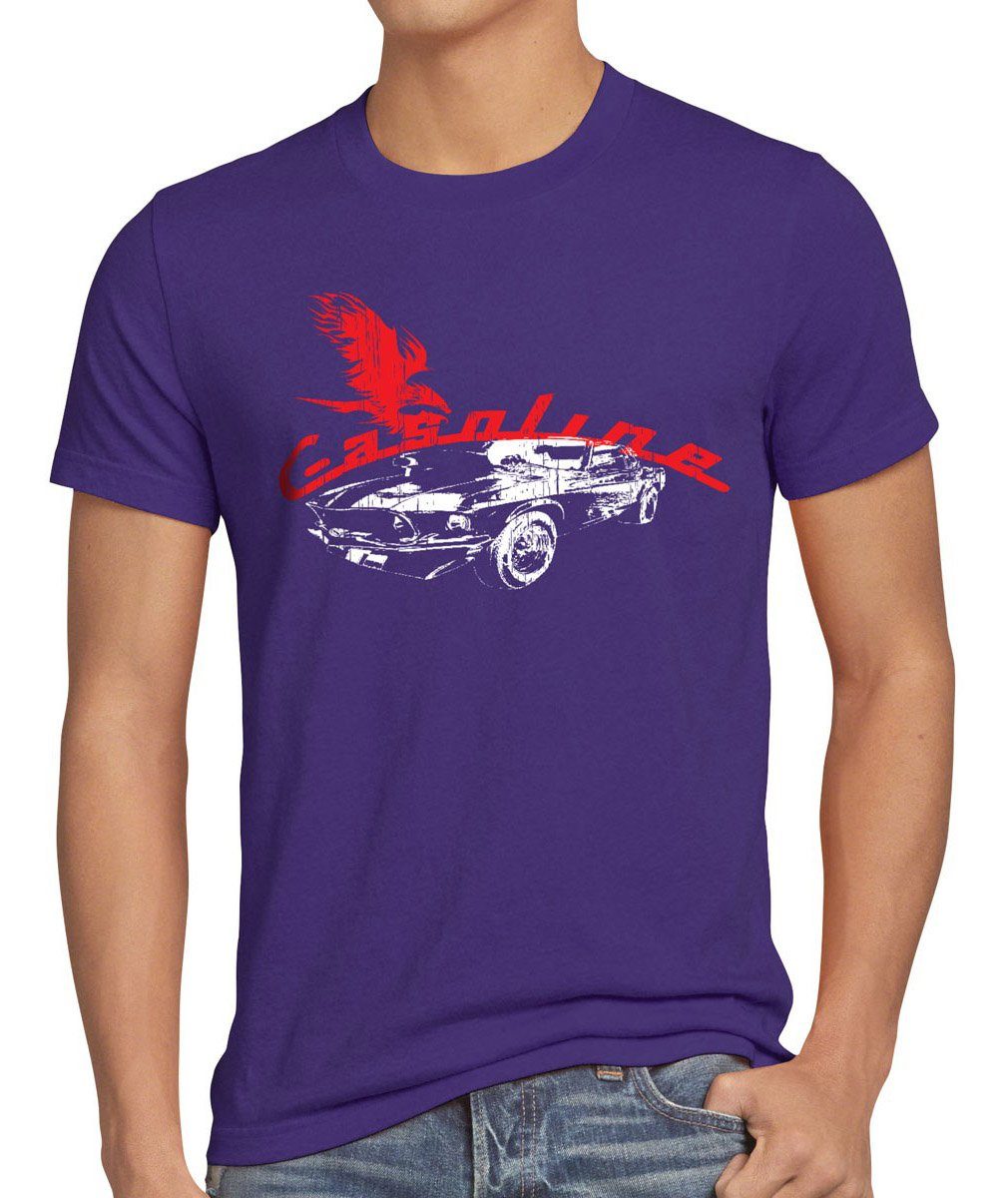 style3 Print-Shirt Herren T-Shirt Muscle Car auto gas death mustang motor ford rocker camaro ps usa lila