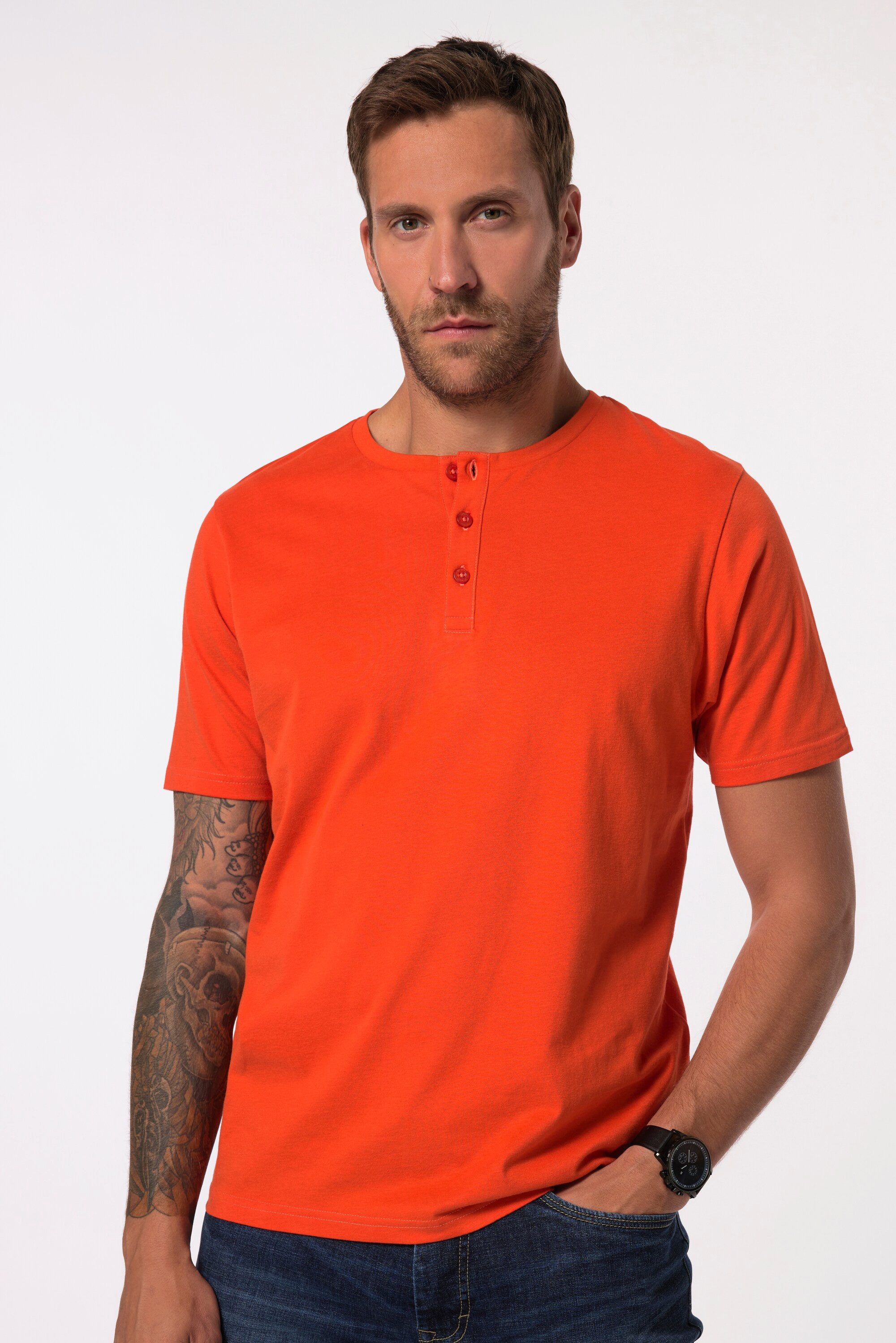 JP1880 T-Shirt JP1880 Henley Basic Knopfleiste Halbarm bis 7 XL günstig online kaufen