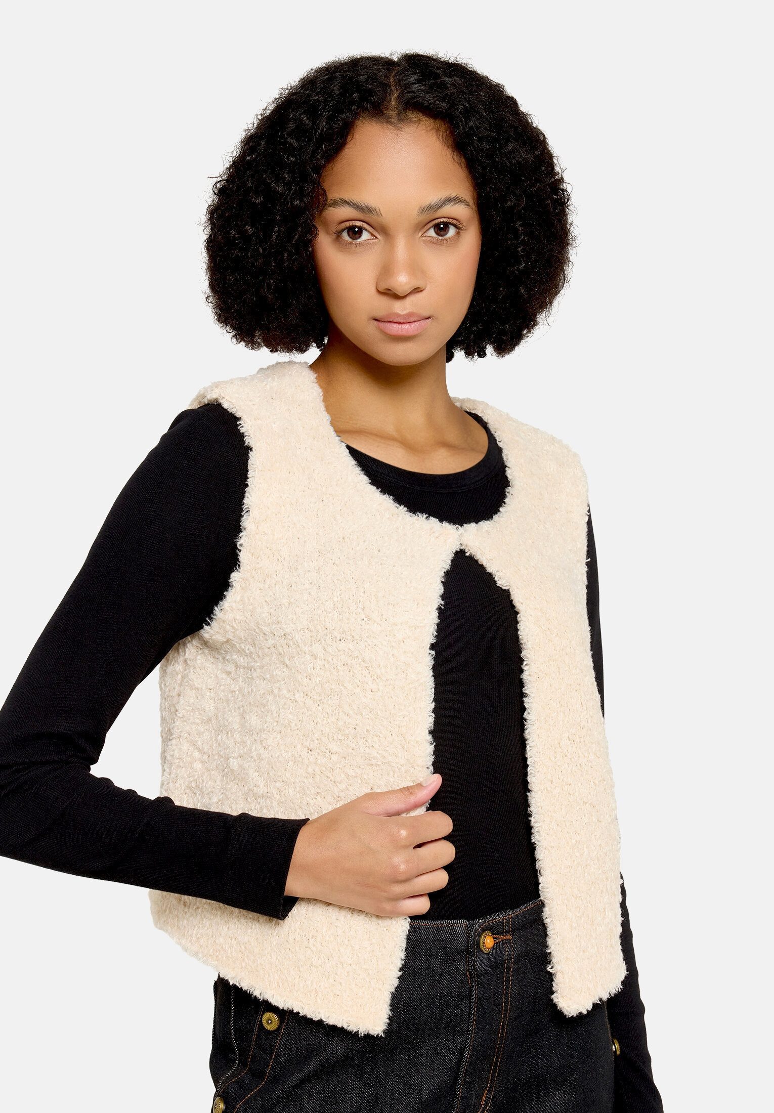 Cartoon Strickjacke Damen mit Rundhalsausschnitt (1-tlg)
